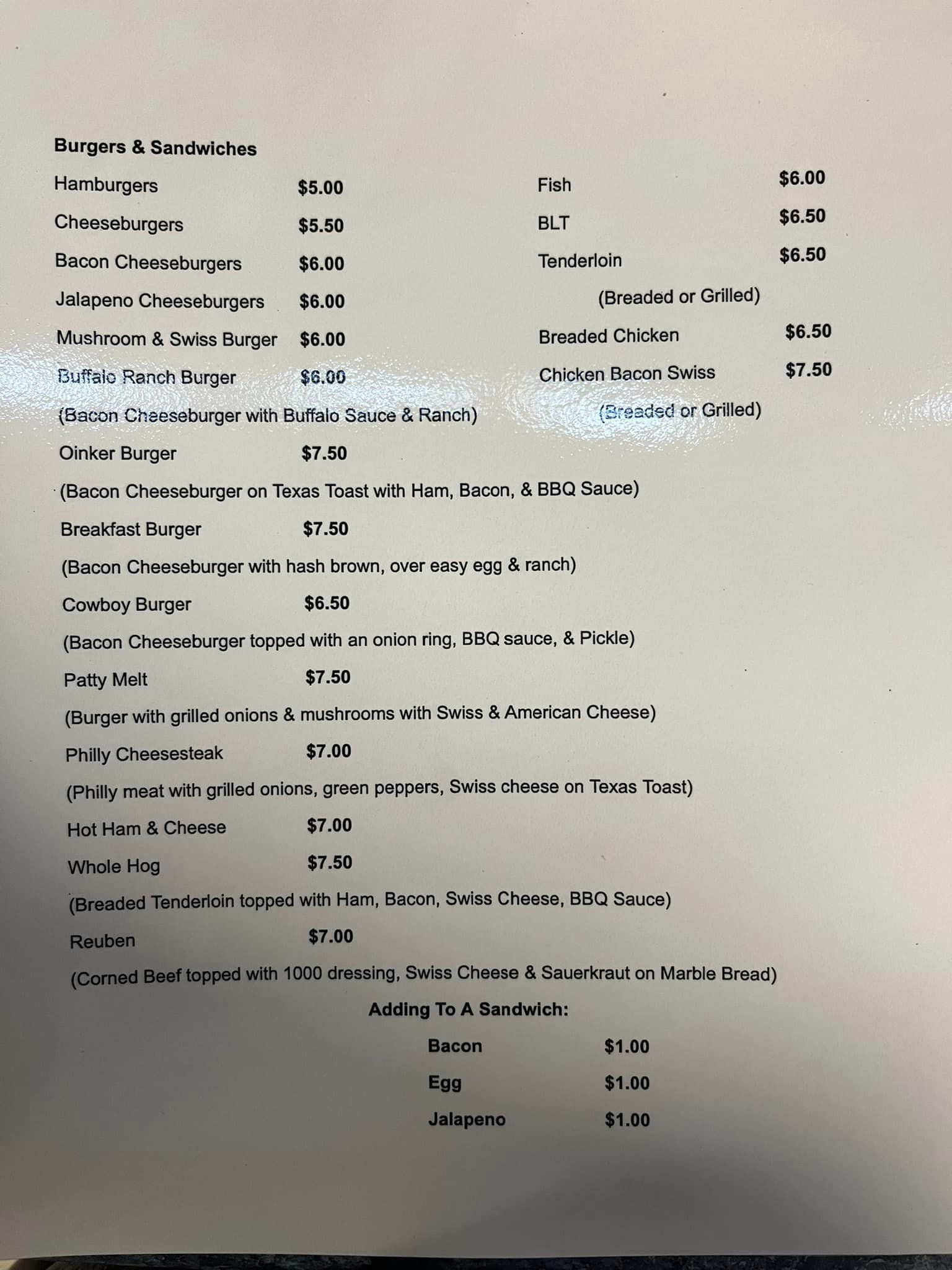 Ford's Pub & Grill Menu