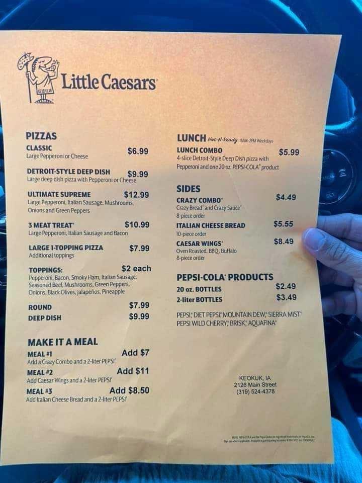 Little Caesars Pizza Menu