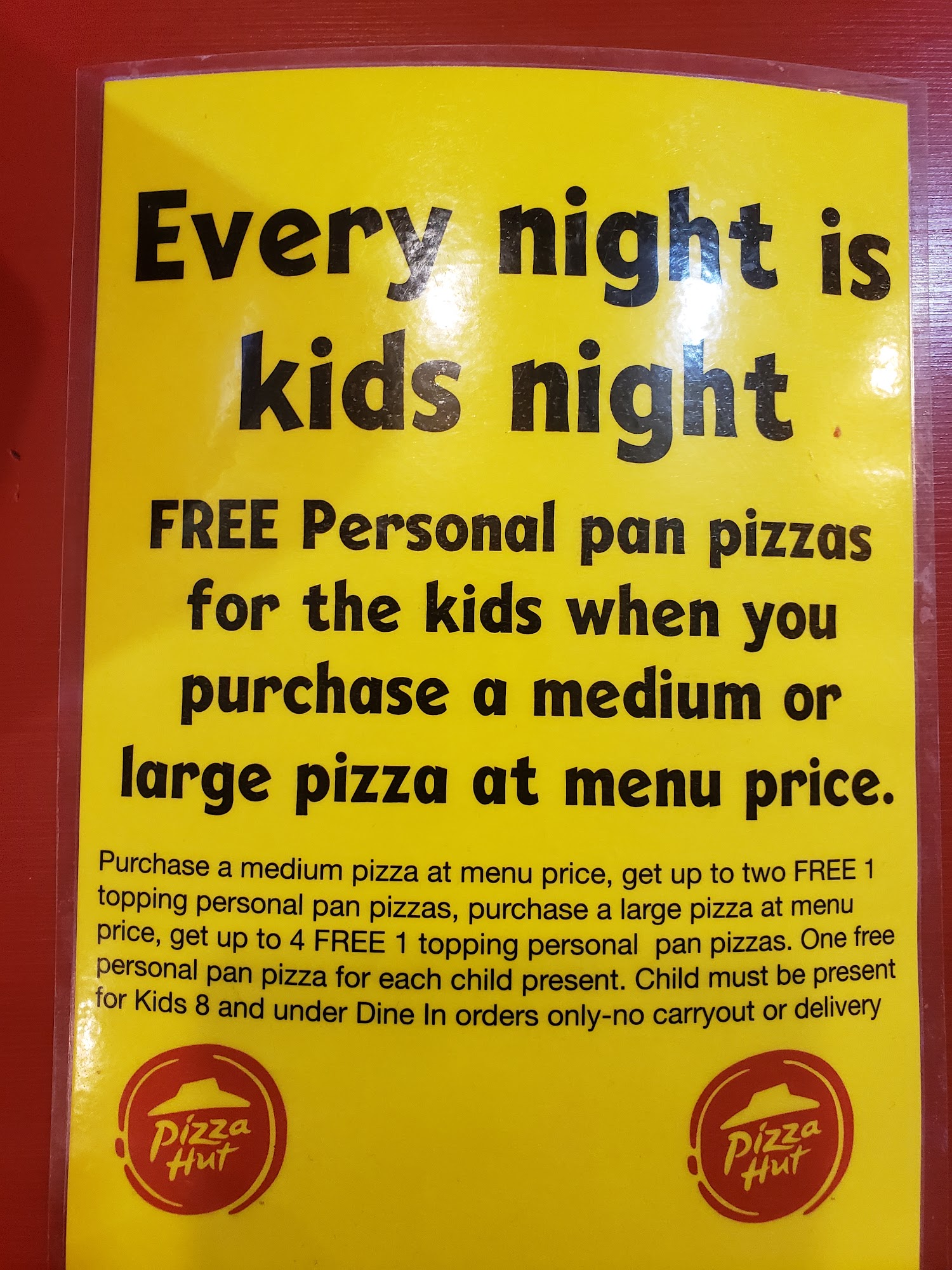 Pizza Hut Menu