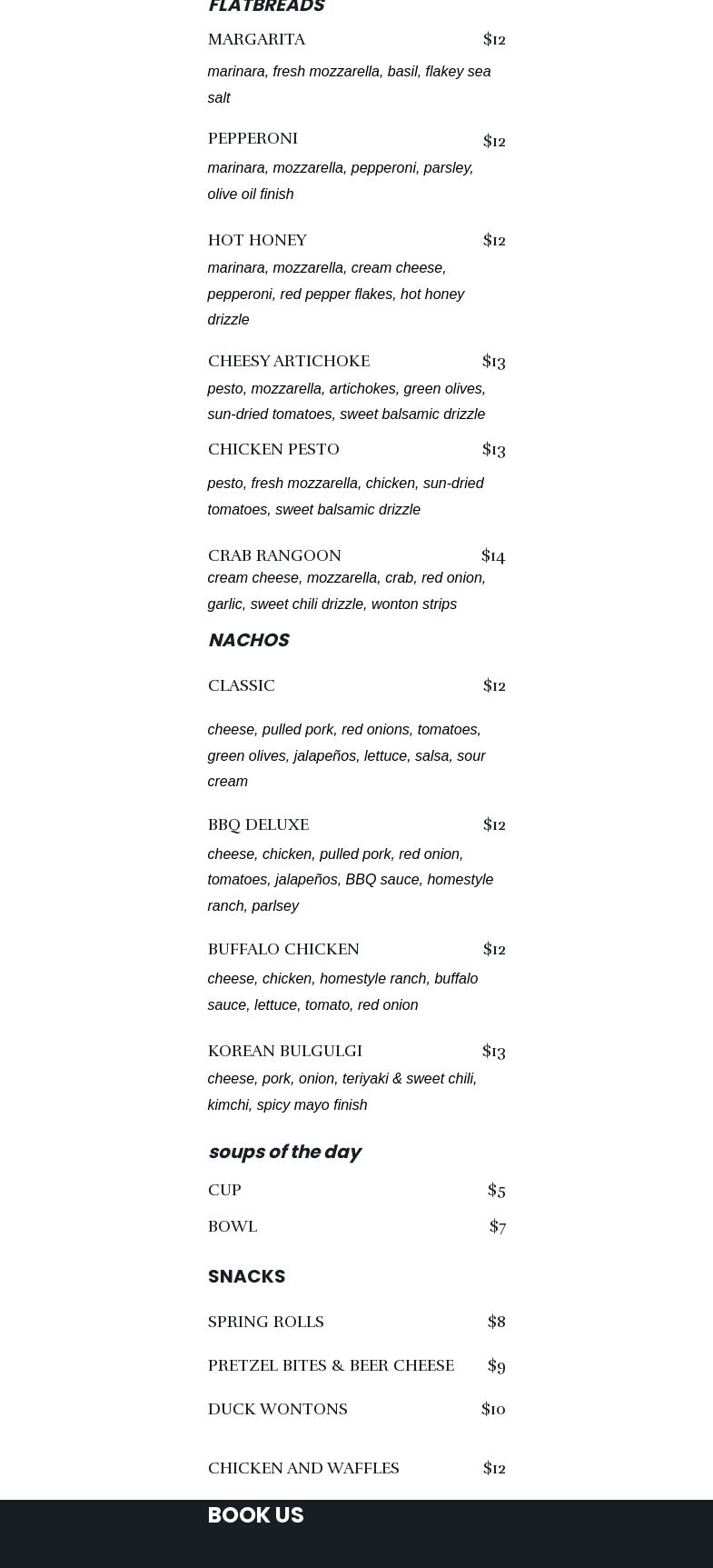 Garrison Rock Social and Eatery Menu