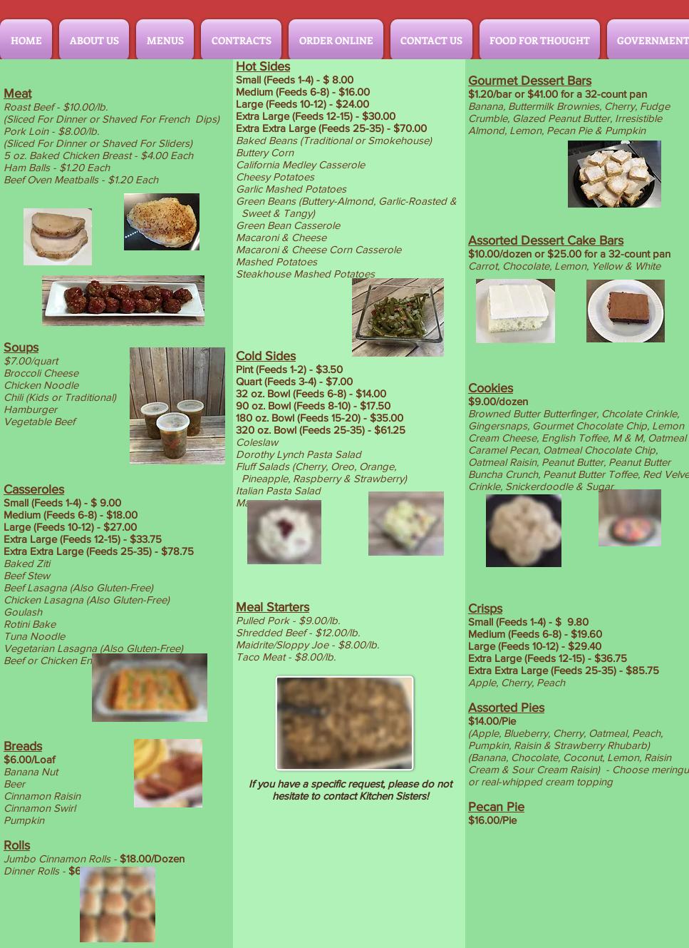 Kitchen Sisters, LLC Menu