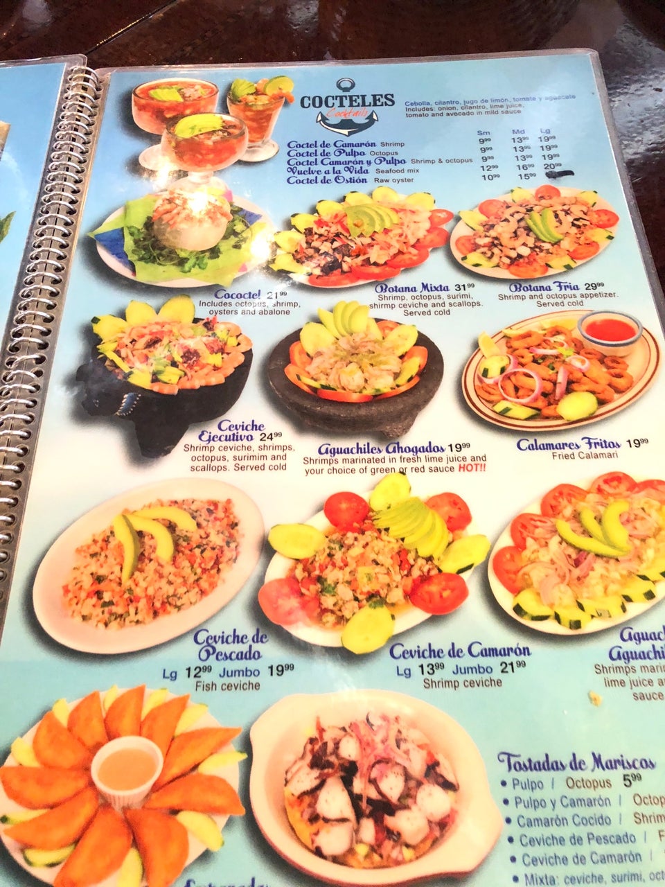 Mariscos Estilo Nayarit Menu