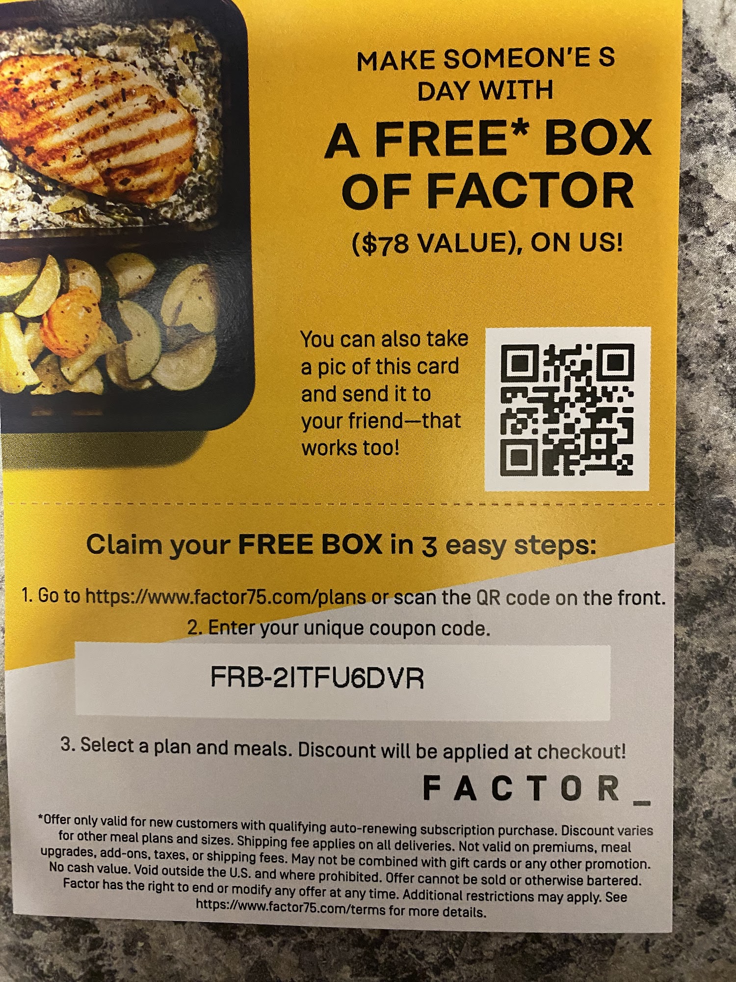 Factor 75 Menu