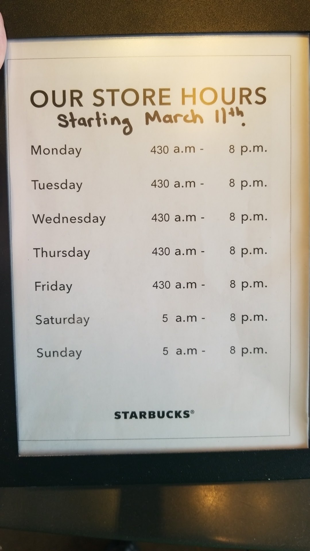Starbucks Menu