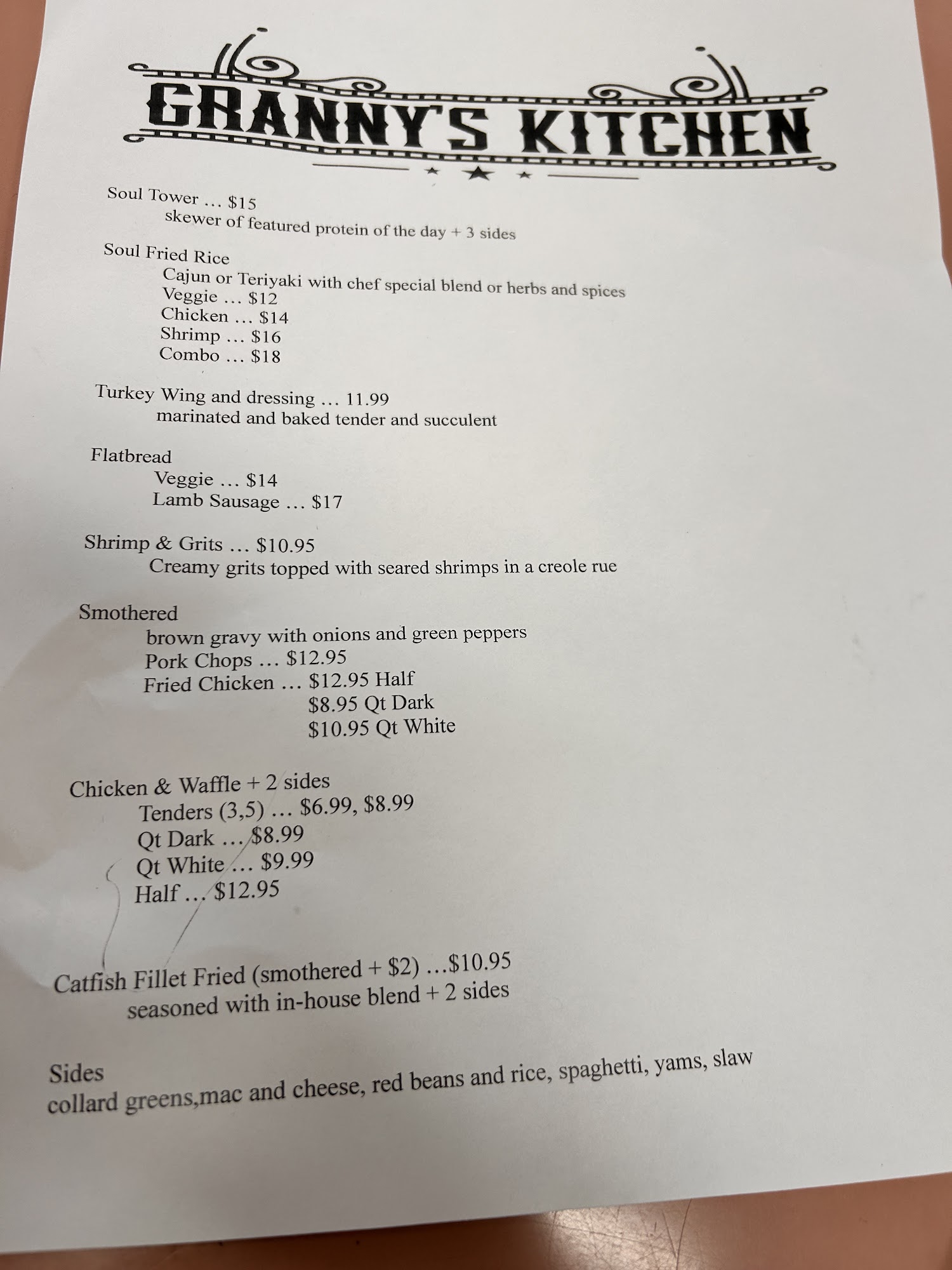 Granny’s Kitchen Menu