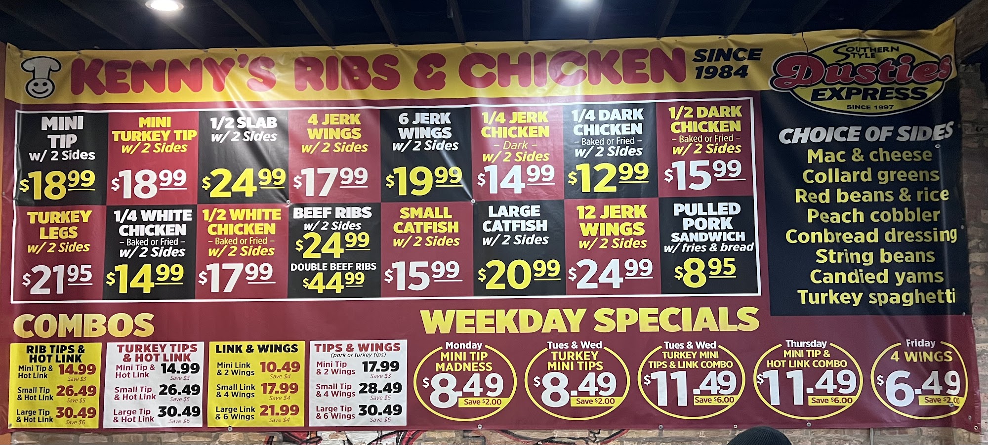 Kenny’s ribs chicken stony island Menu