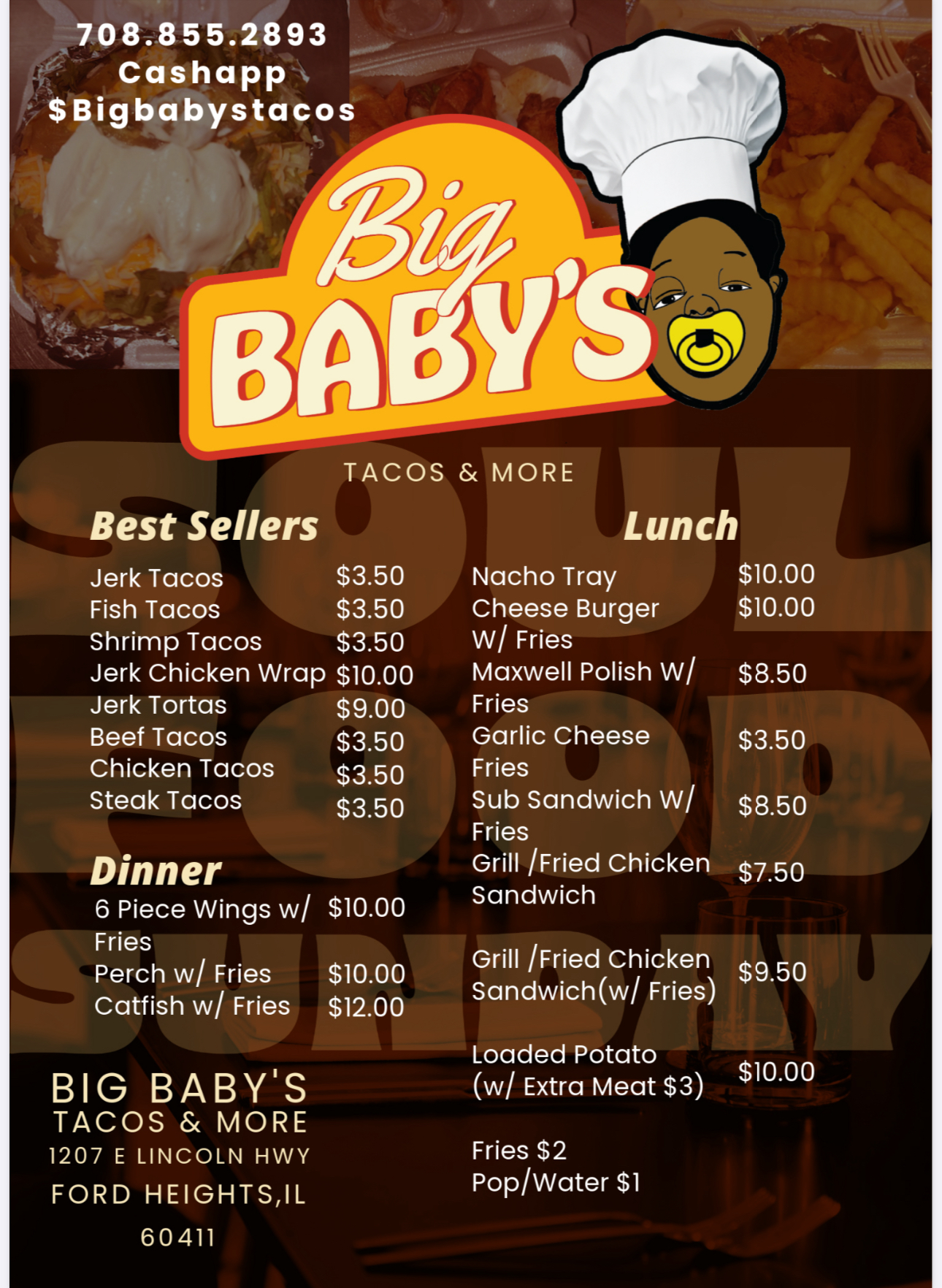 Big Baby’s Tacos & More Menu