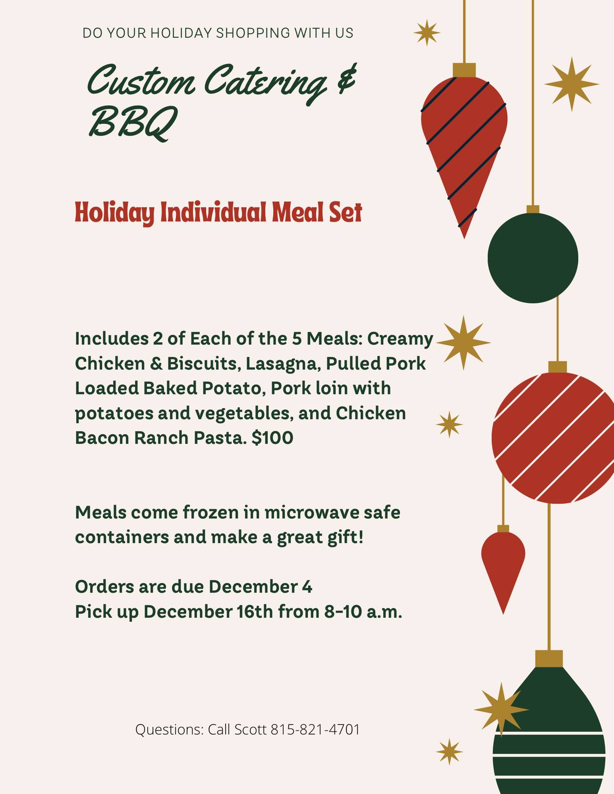 CUSTOM CATERING AND BBQ Menu