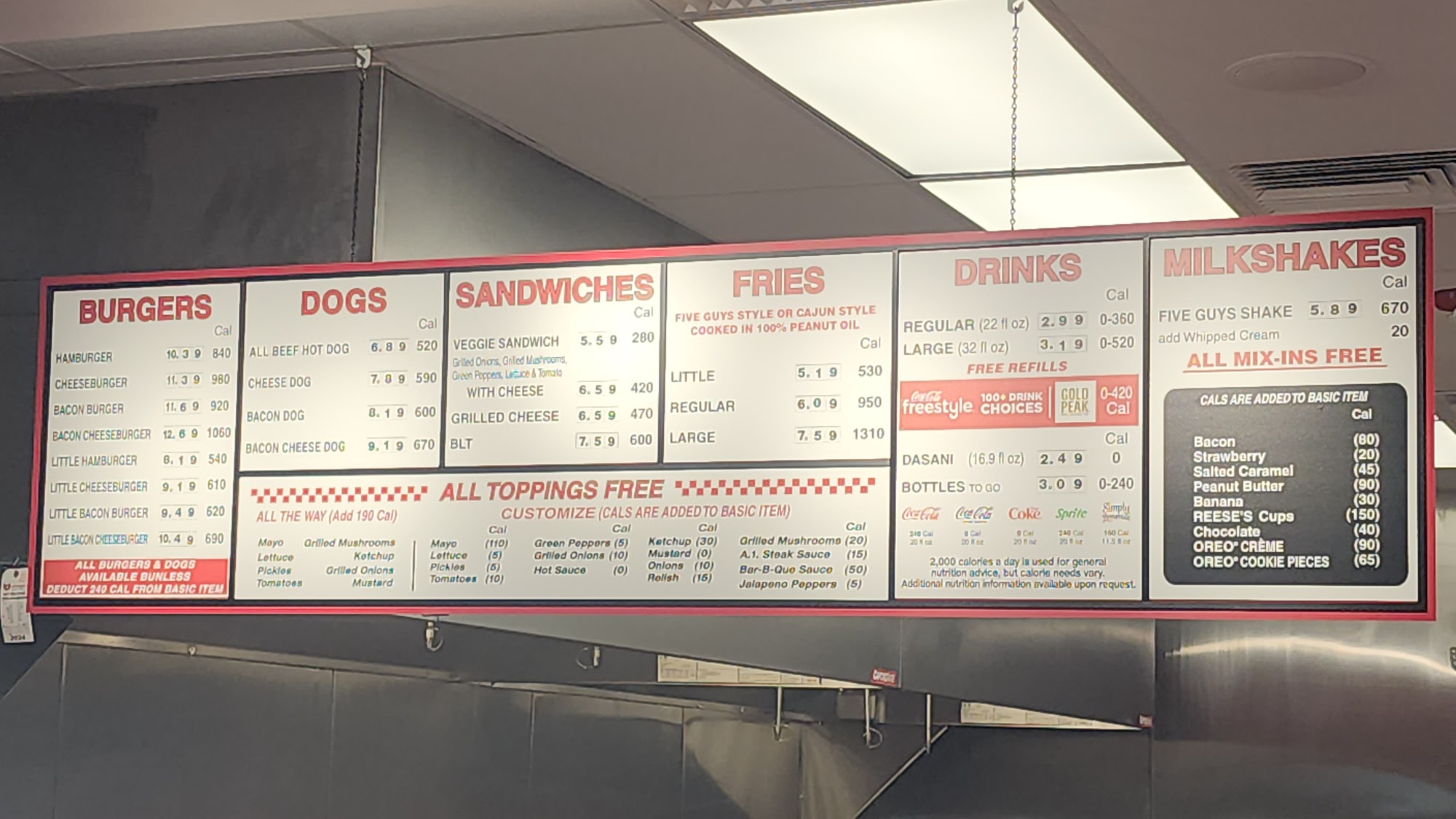 Five Guys Menu