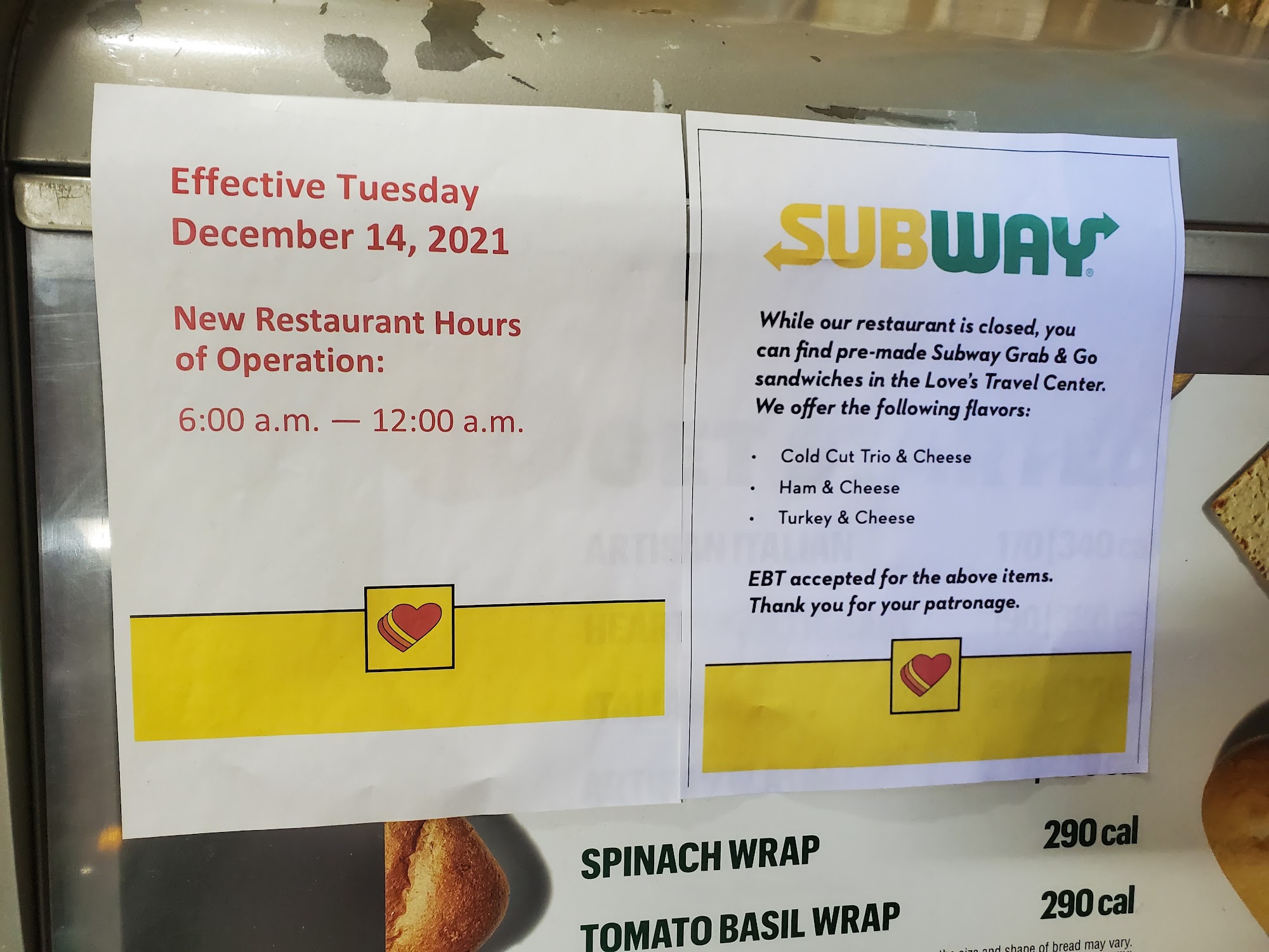 Subway Menu