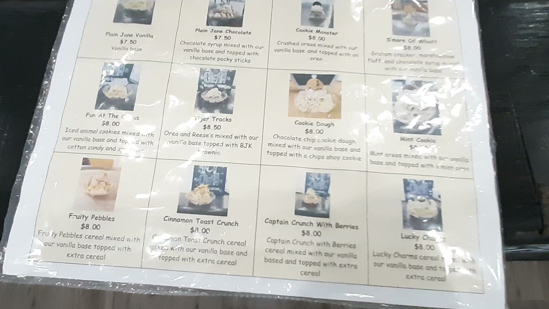 Rolled Wright Creamery Menu
