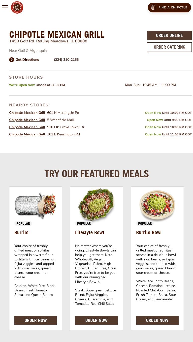 Chipotle Mexican Grill Menu