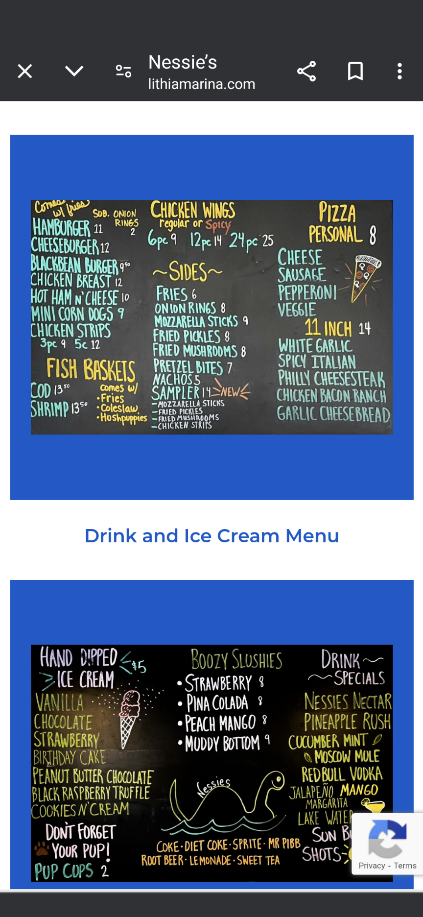 Nessies Menu