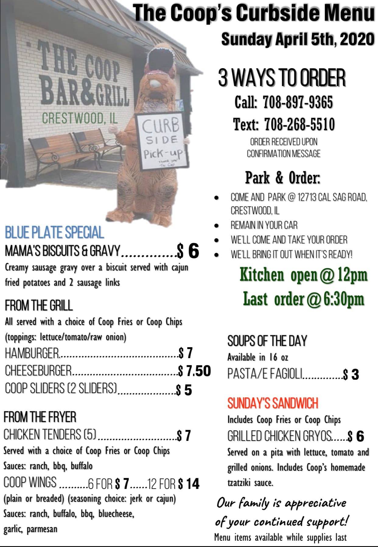 Connie's Grove Inn Menu