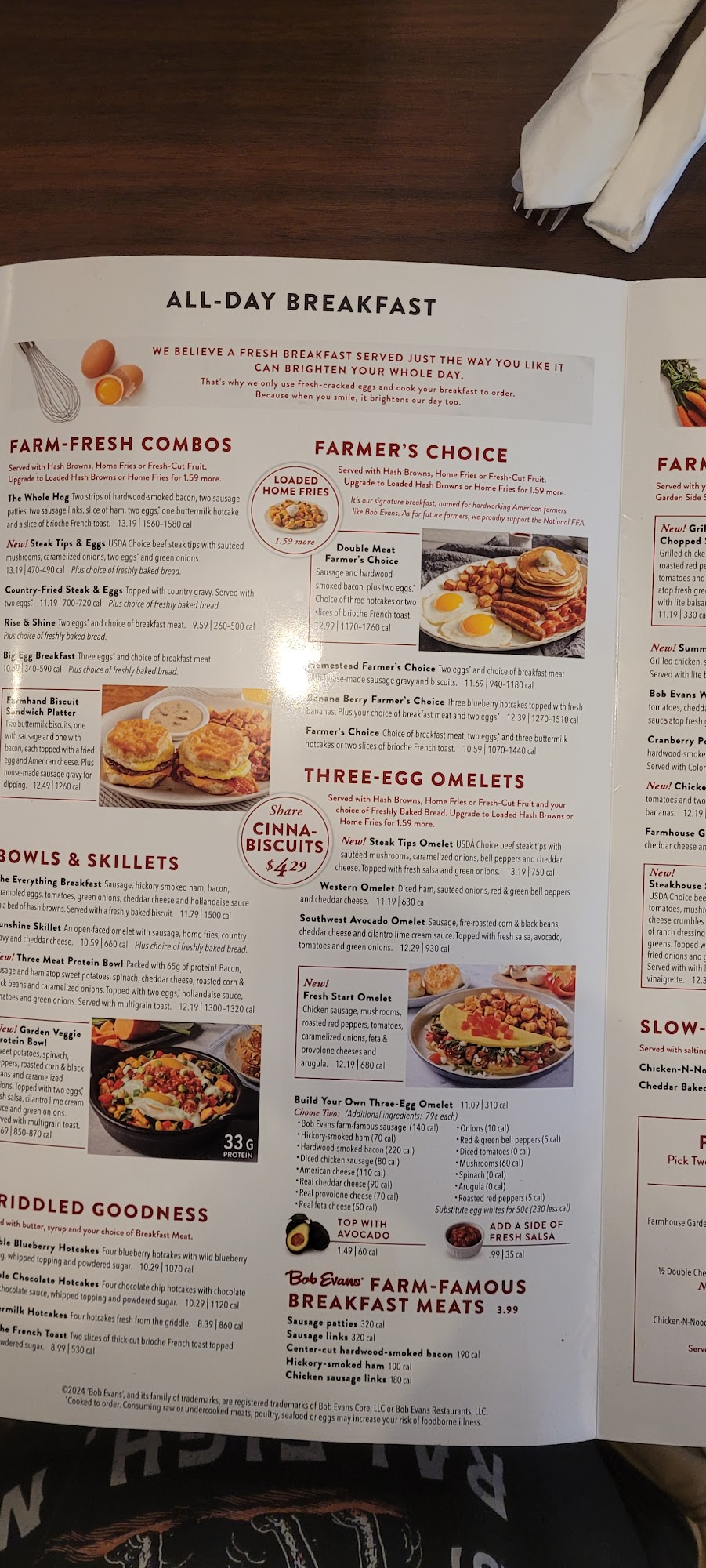Bob Evans Menu