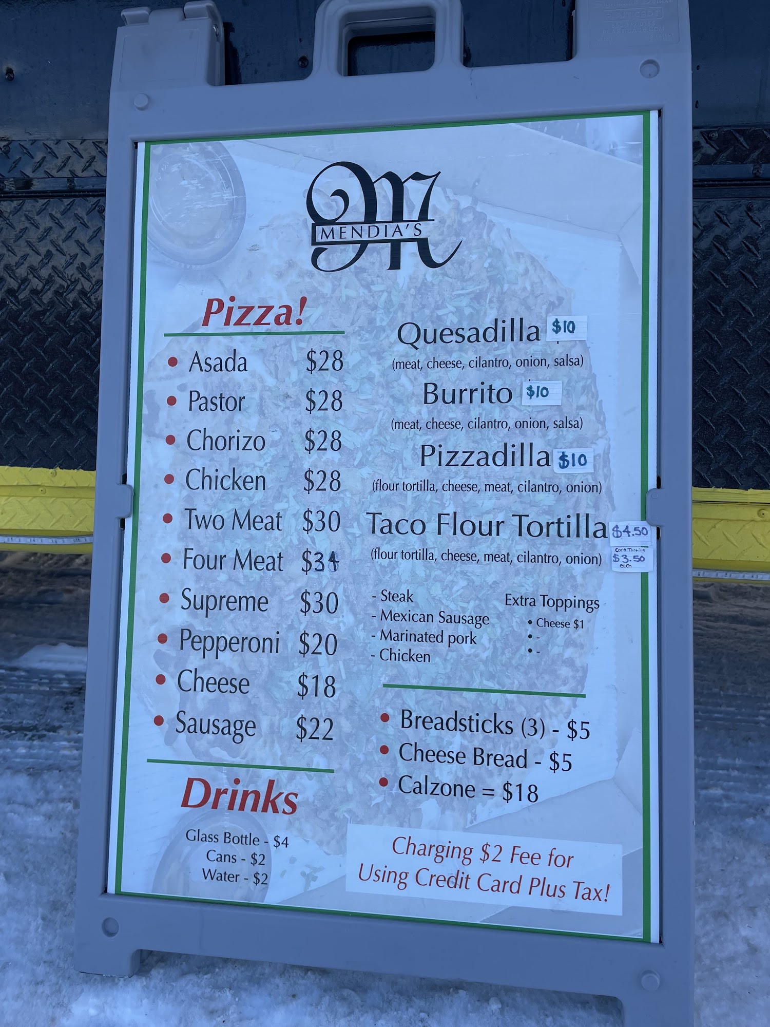 Mendia’s MexicanPizza-food truck Menu