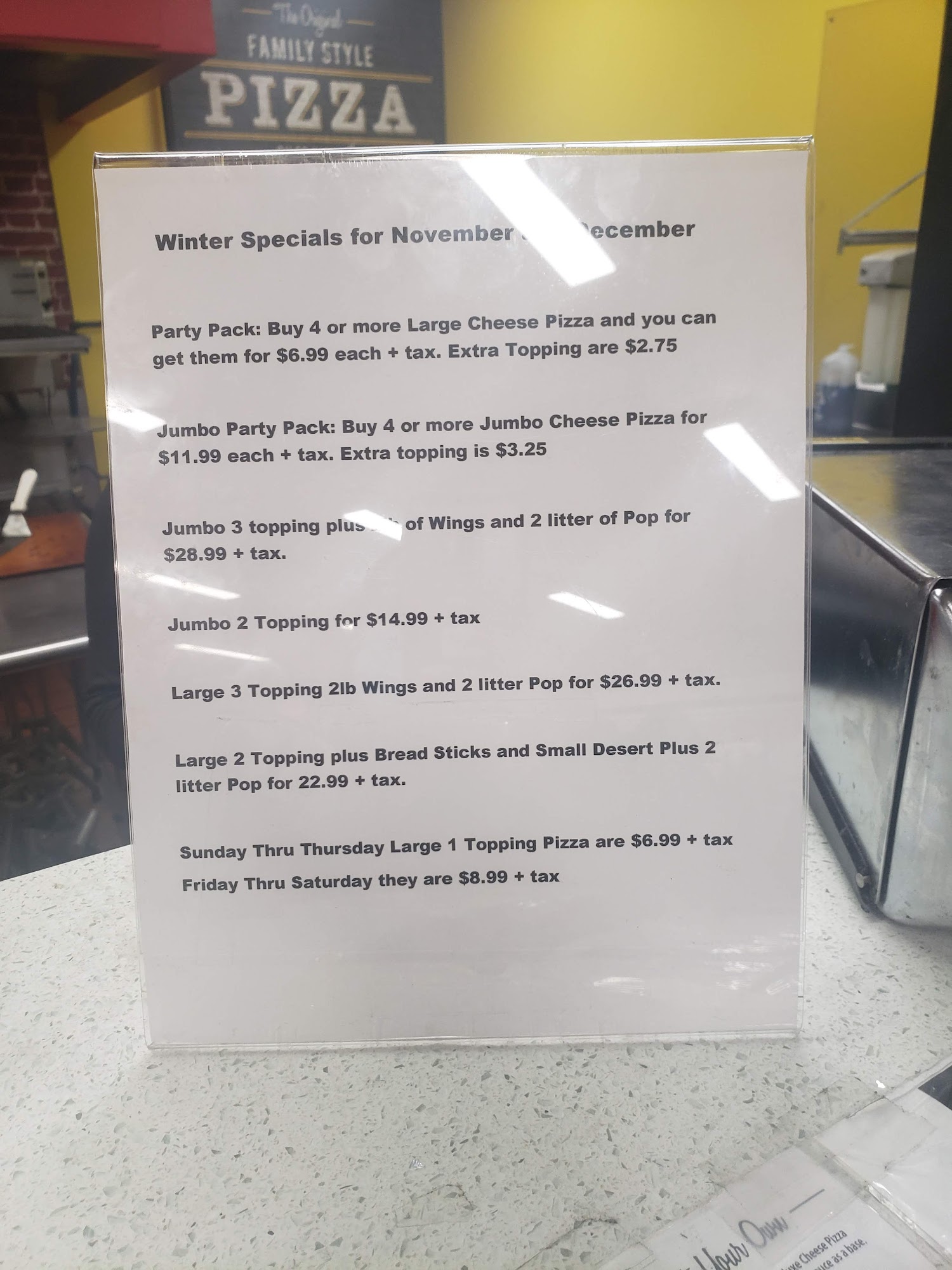 Godfather's Pizza Menu