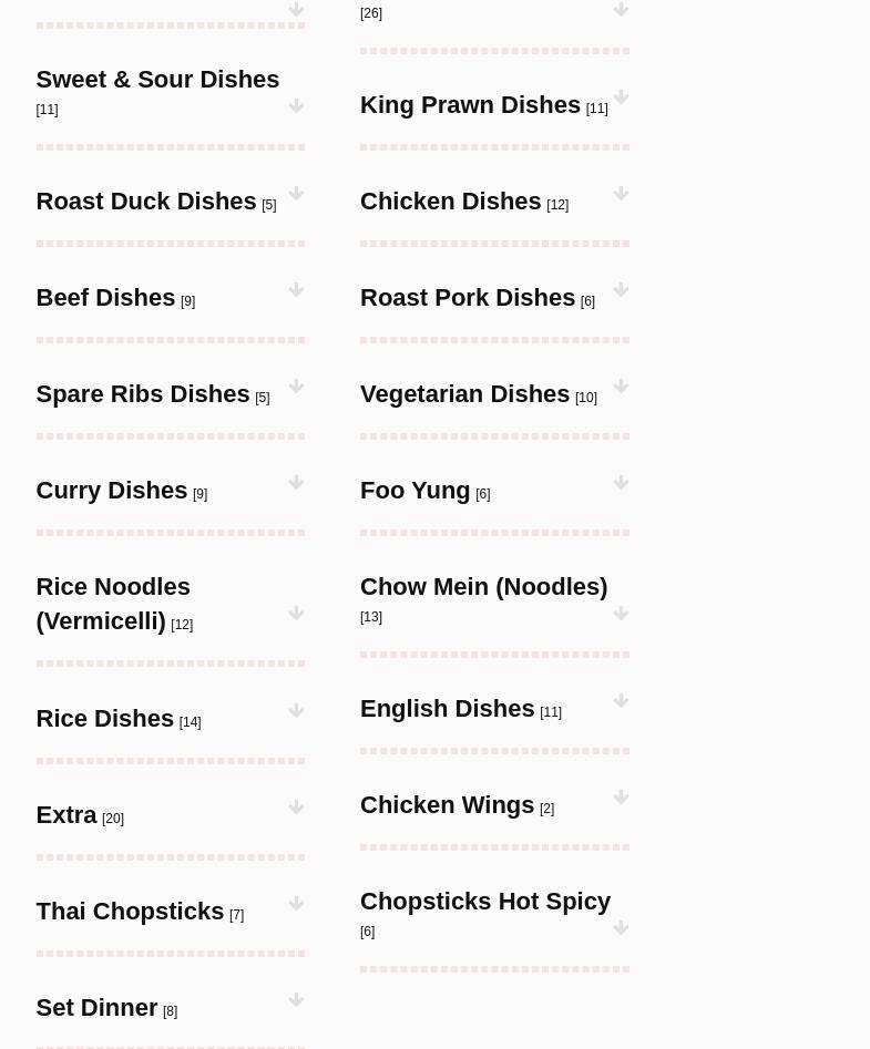 Chopsticks Menu