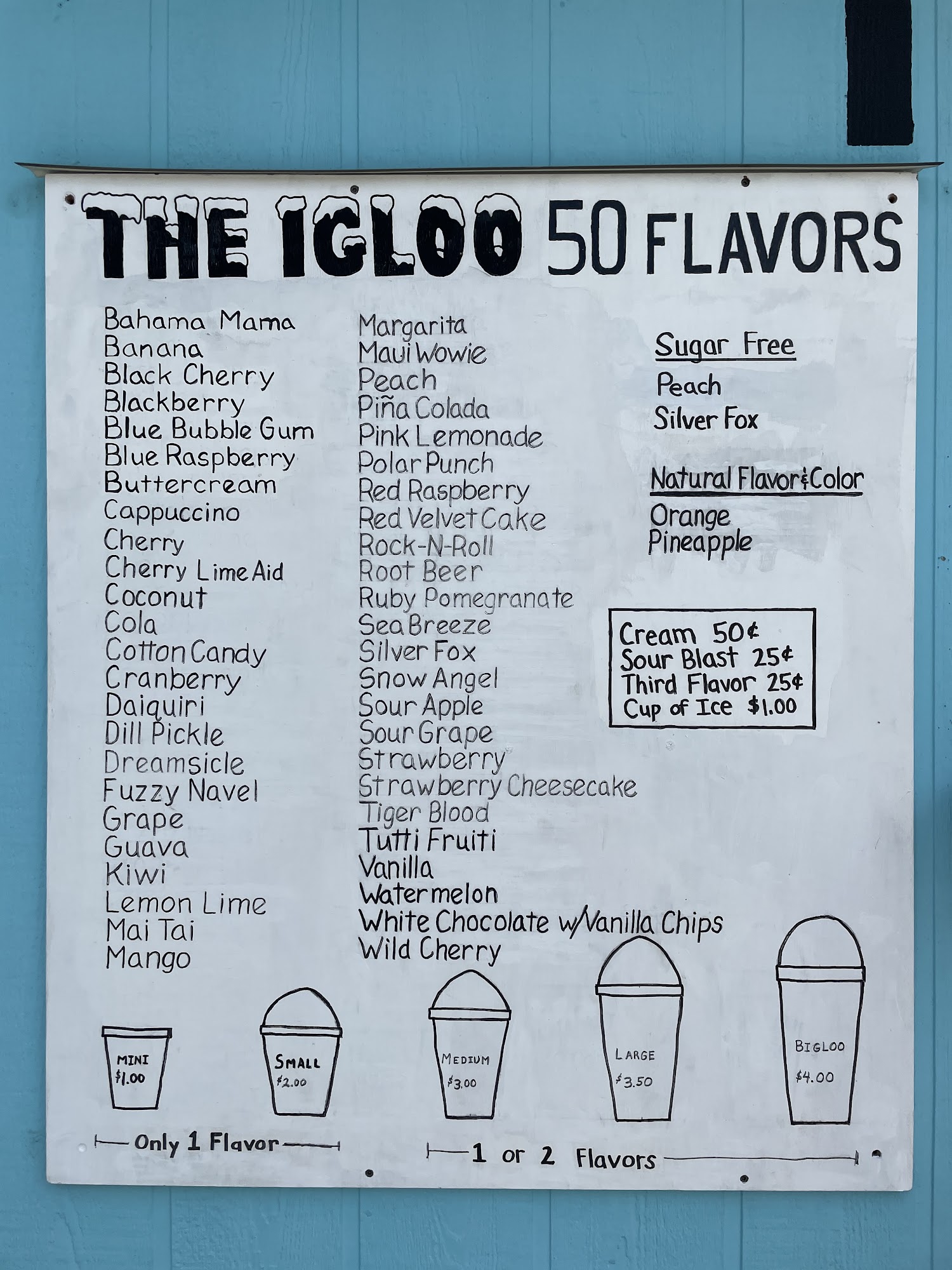 The Igloo Menu