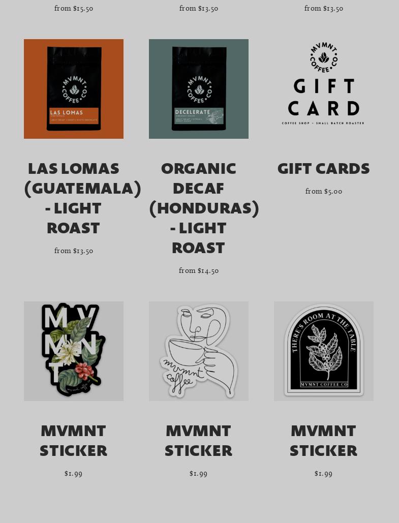 MVMNT Coffee Menu