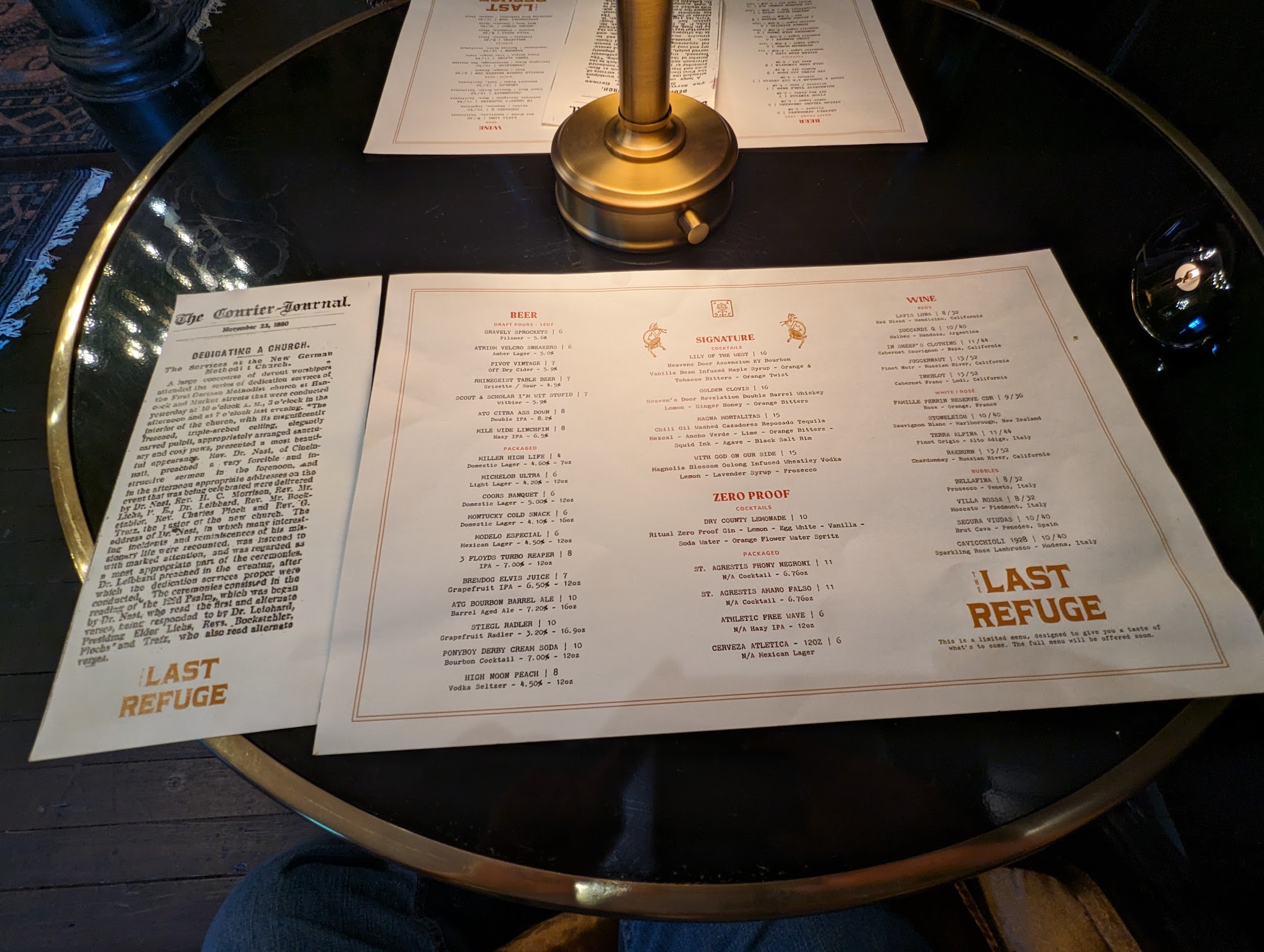 The Last Refuge Menu