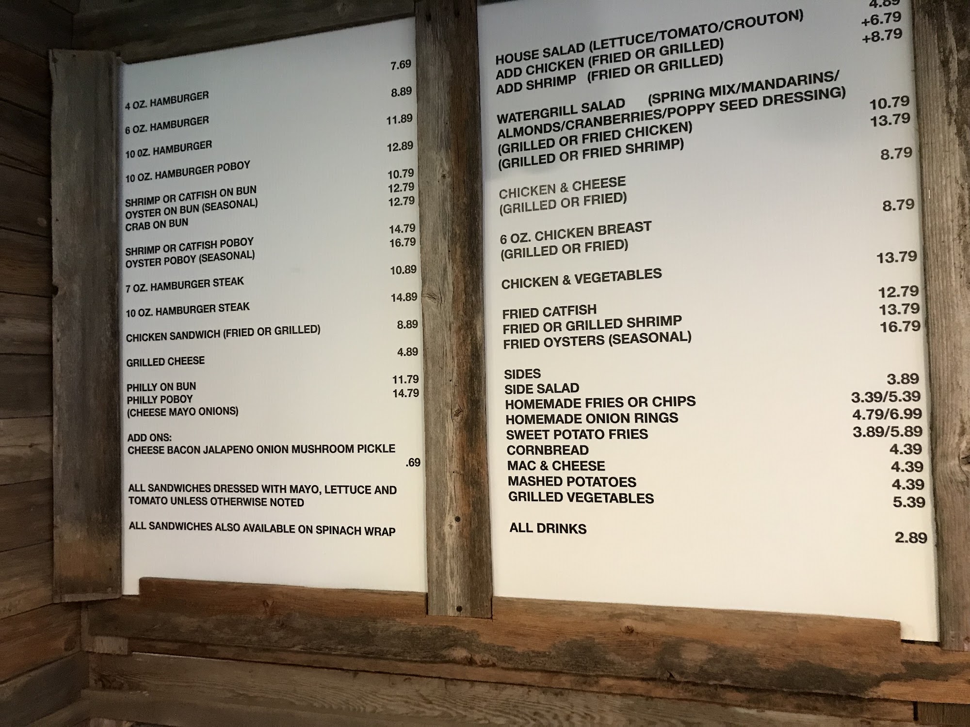 Casino's Menu