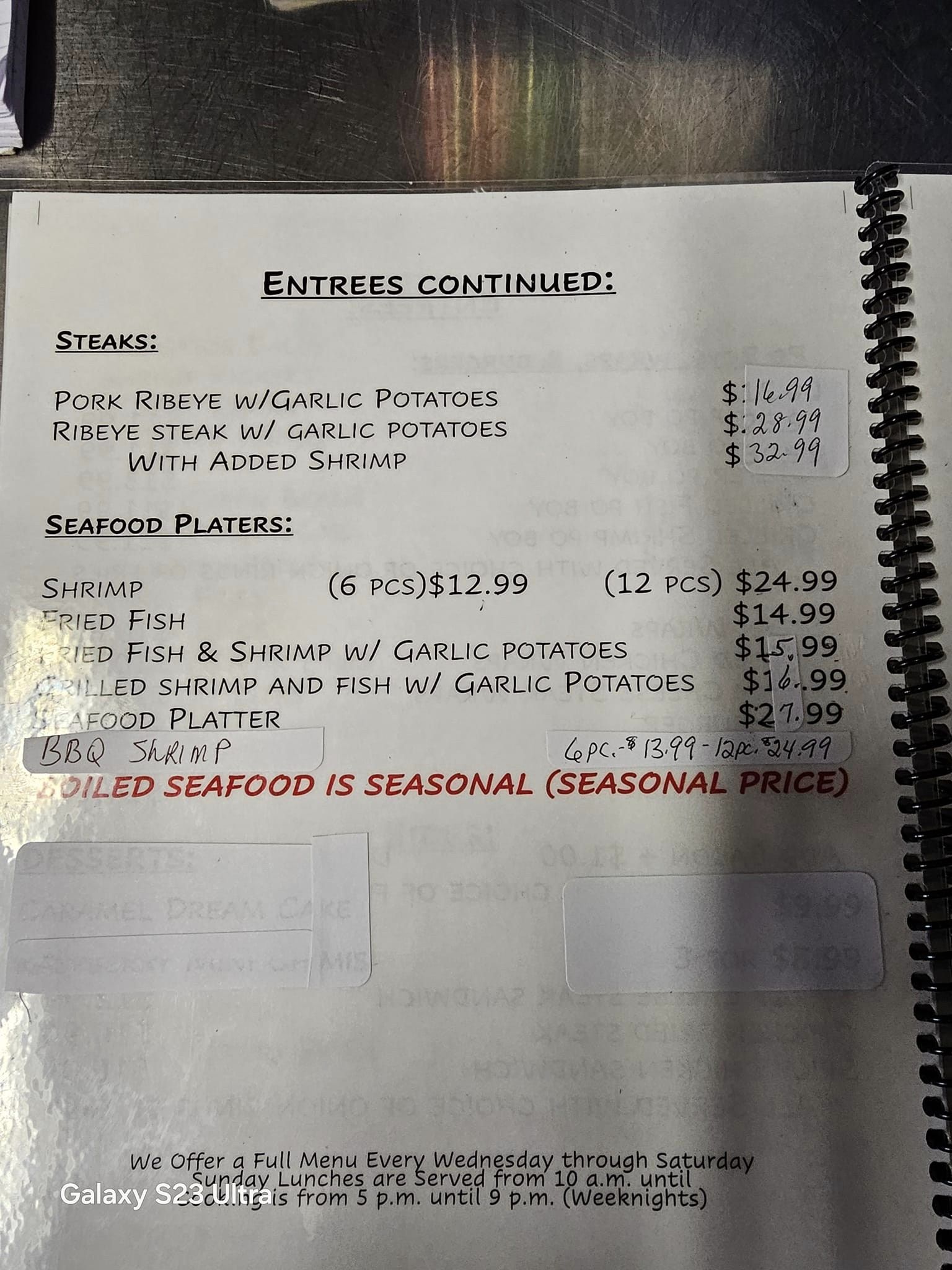 Uncle Lee's Daiquiris & More Menu