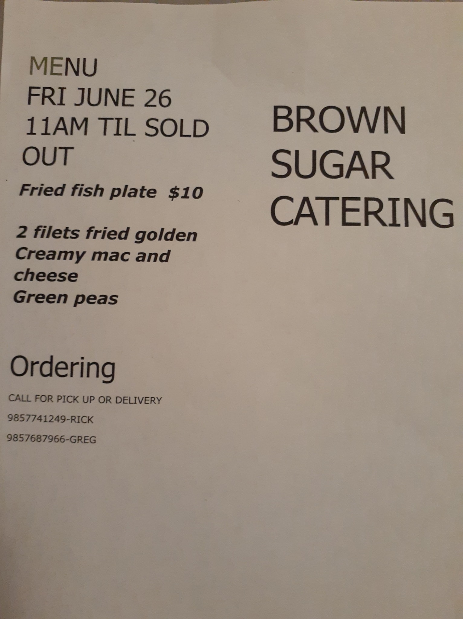 Brown Sugar BBQ & Catering Menu