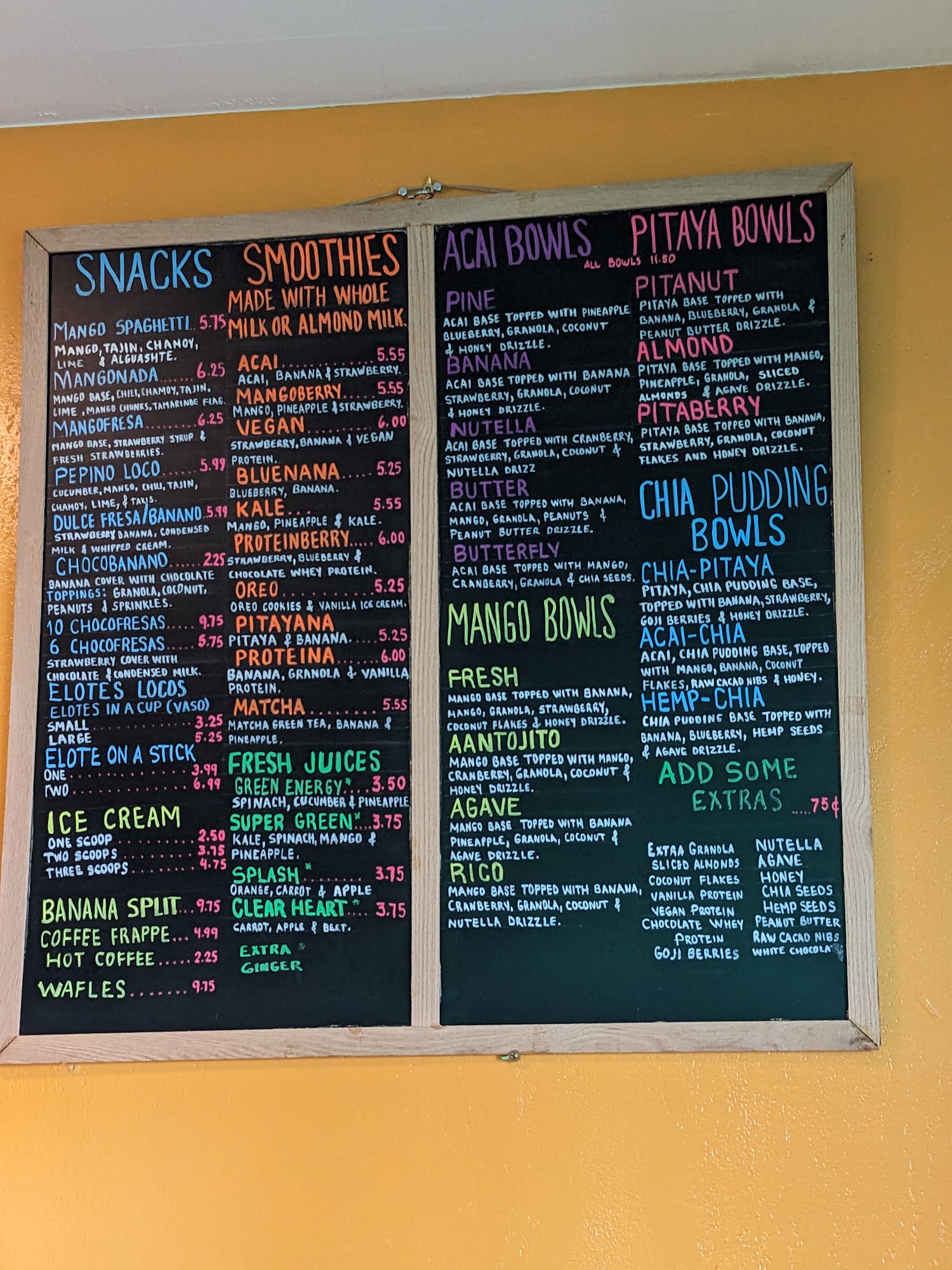 Mango AAntojito Menu