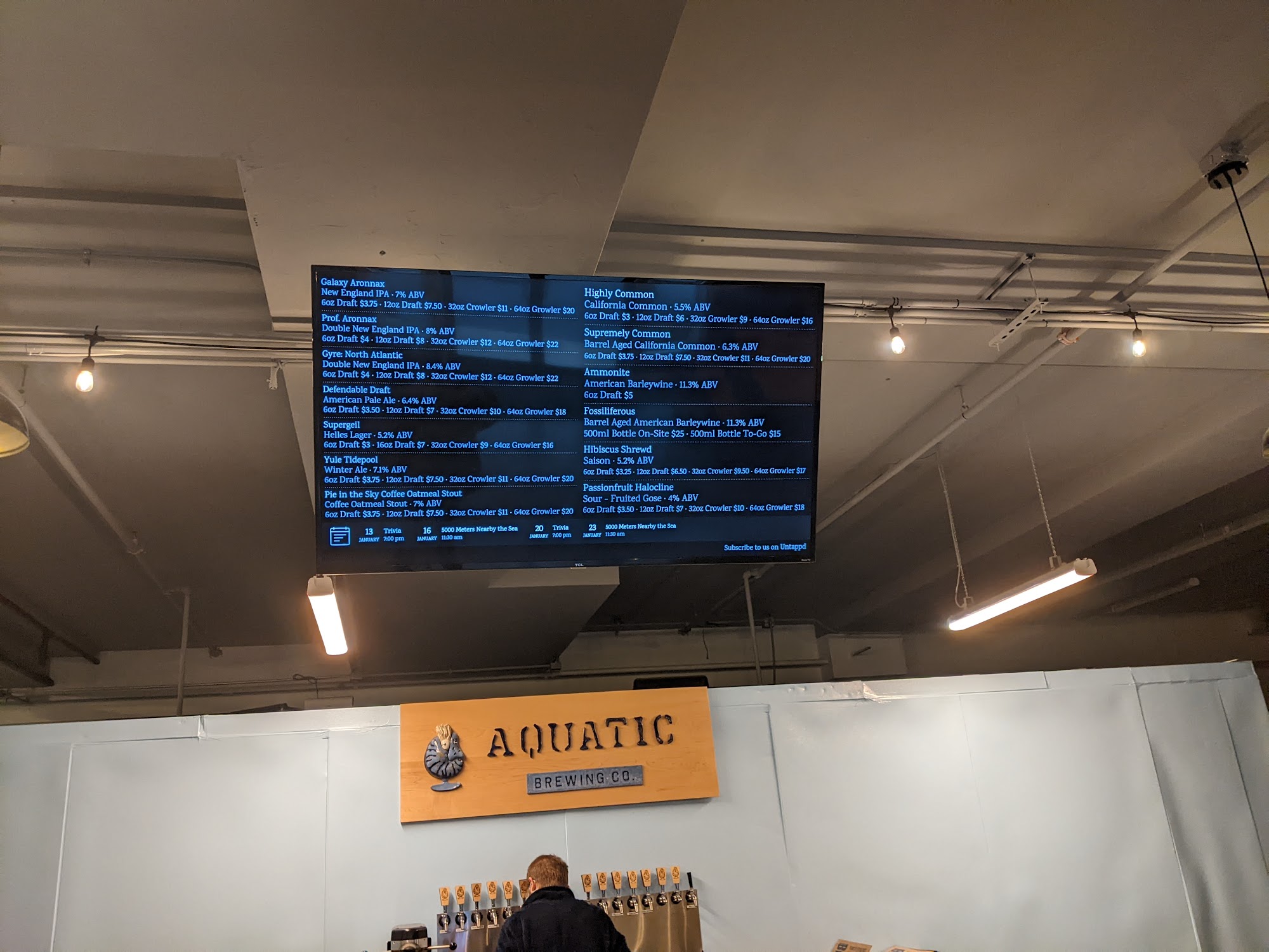 Aquatic Brewing Menu