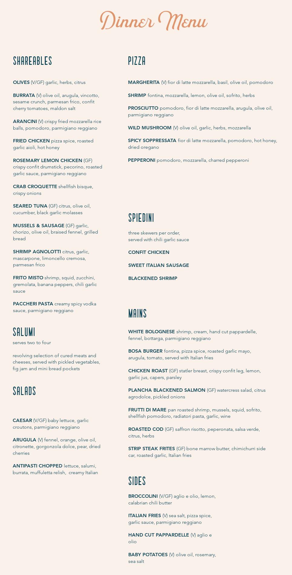 Bosa coastal italian haverhill menu reviews 106 photos 25