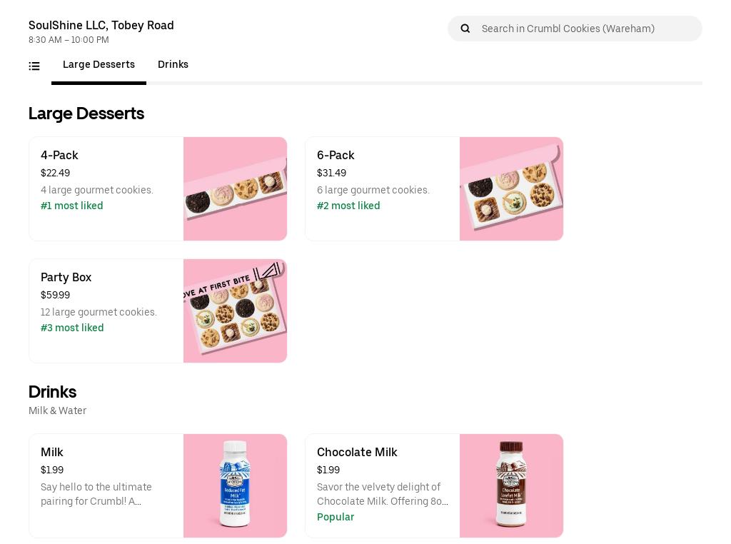 Crumbl - Wareham Menu