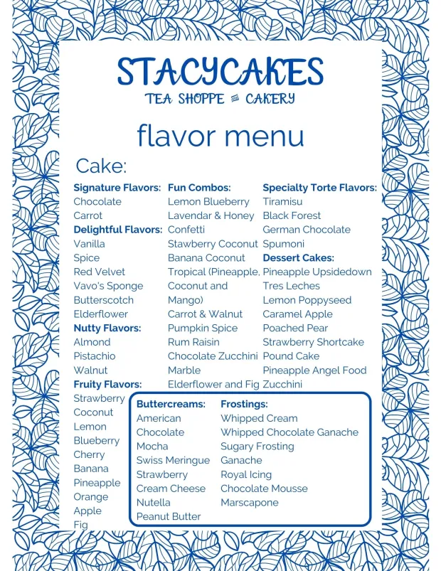 StacyCakes & SC Events Menu