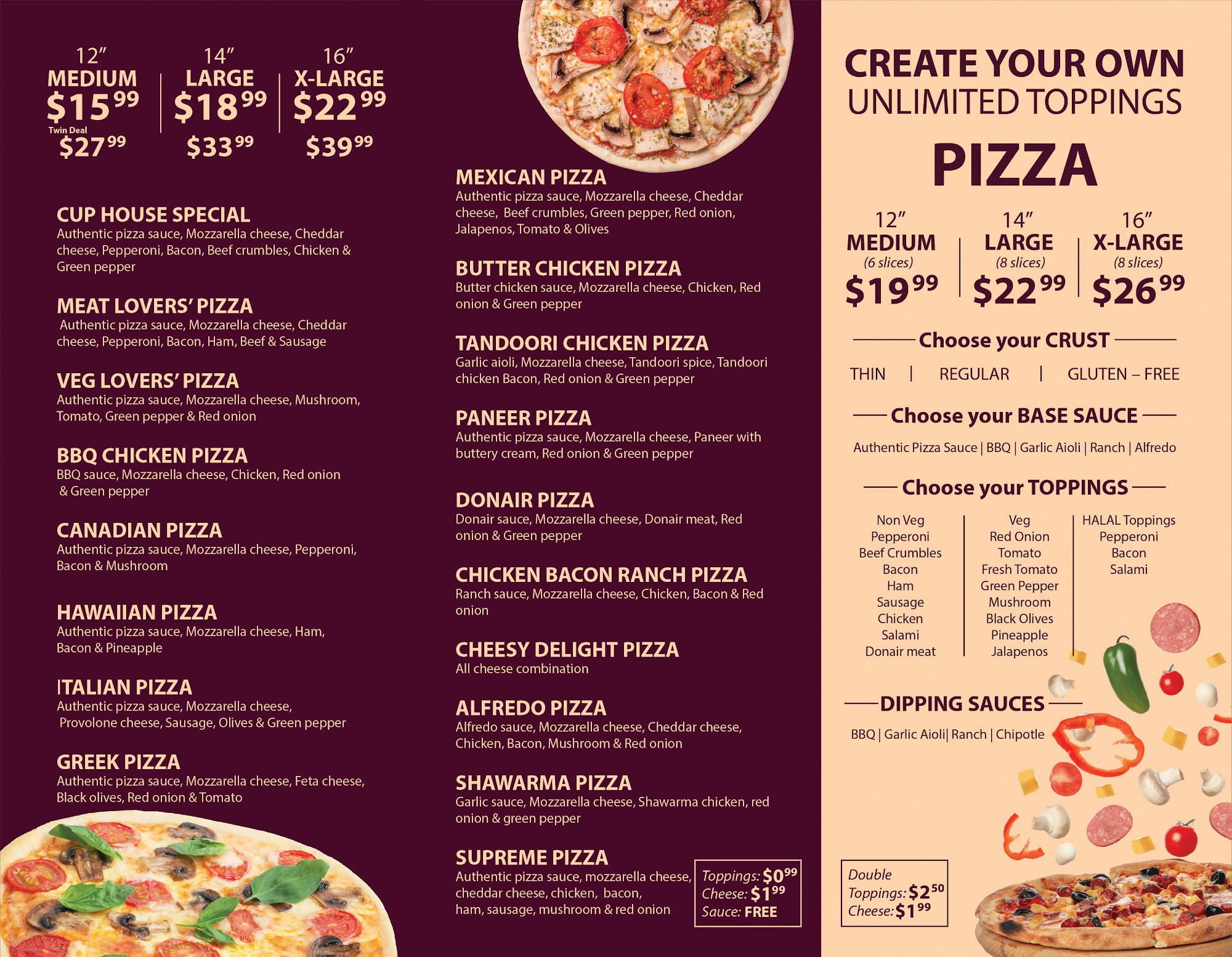 Canadian Unlimited Pizza House Menu