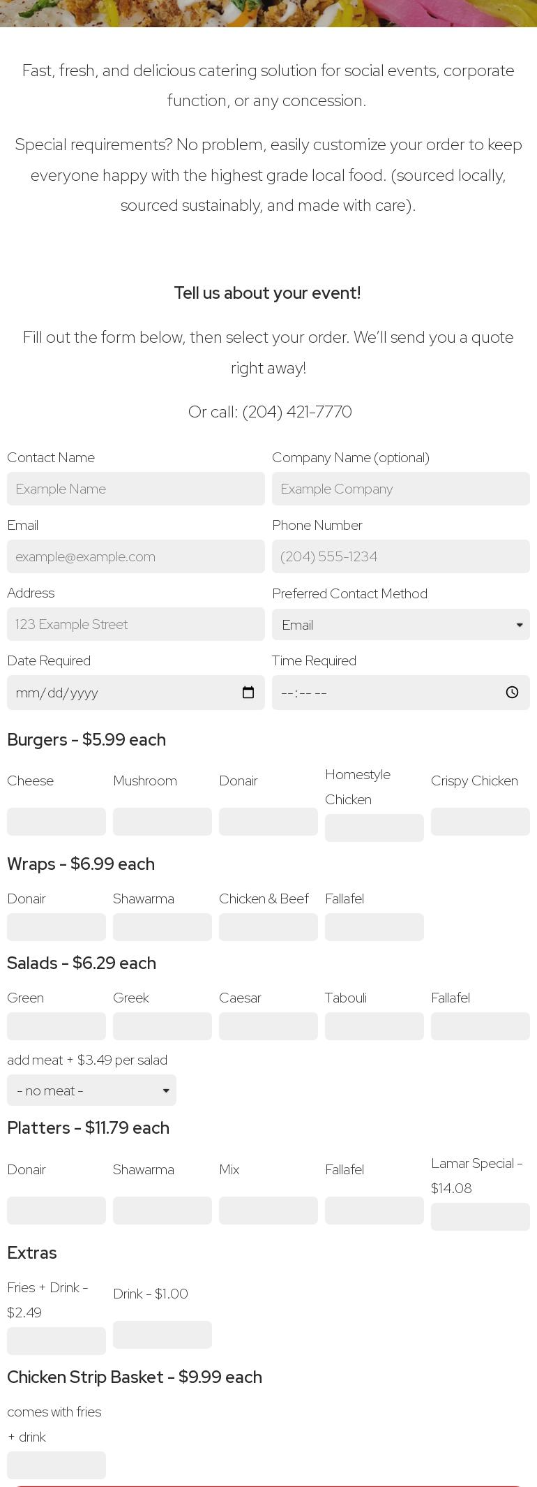 Lamar Donair & Burgers Menu