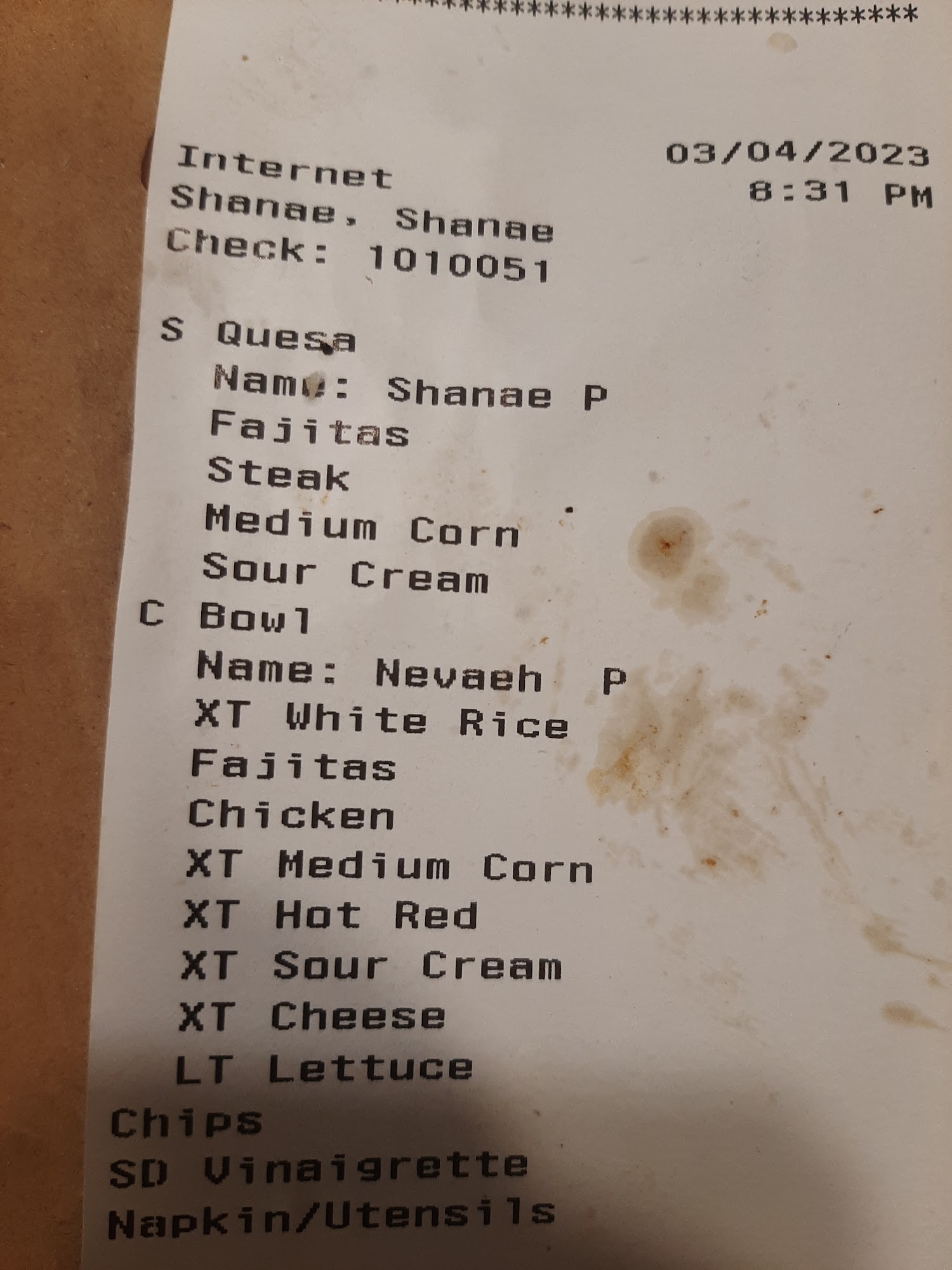 Chipotle Mexican Grill Menu