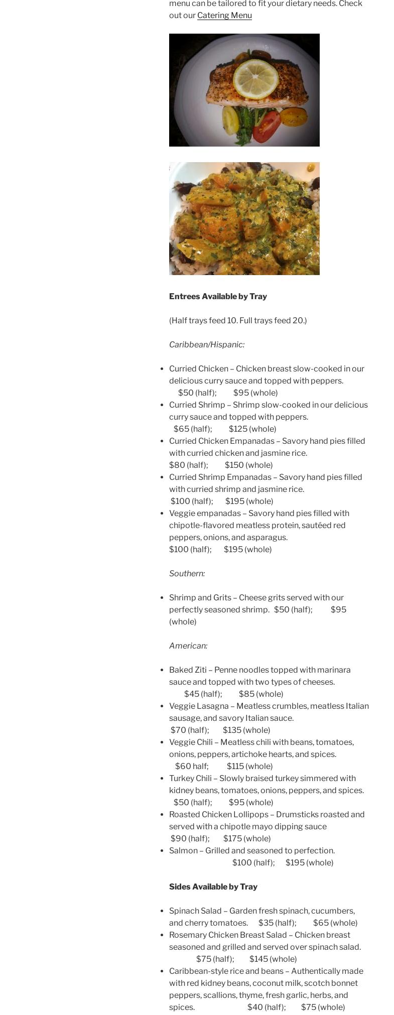 Anabel's Mobile Kitchen Menu