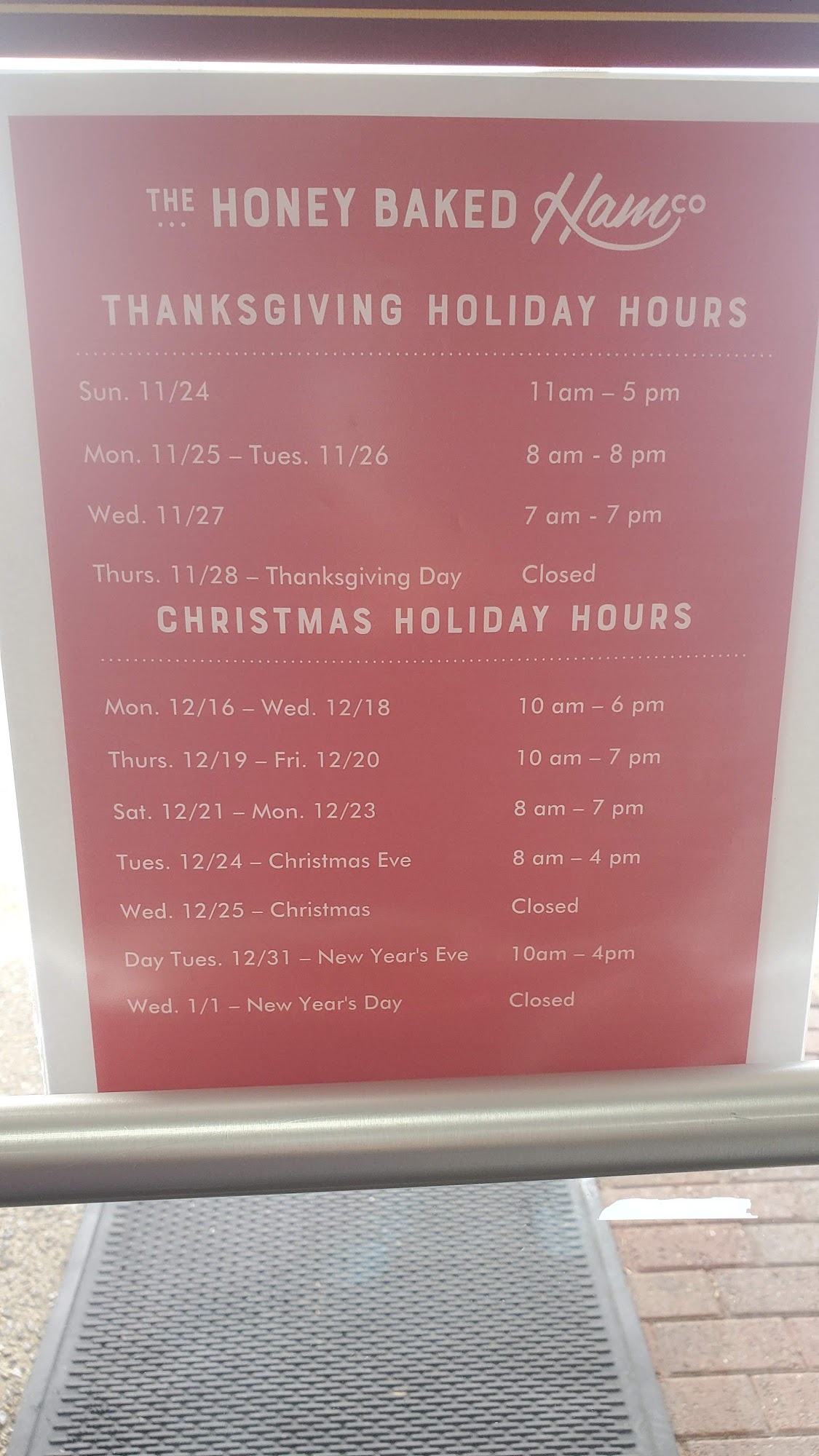 The Honey Baked Ham Company Menu