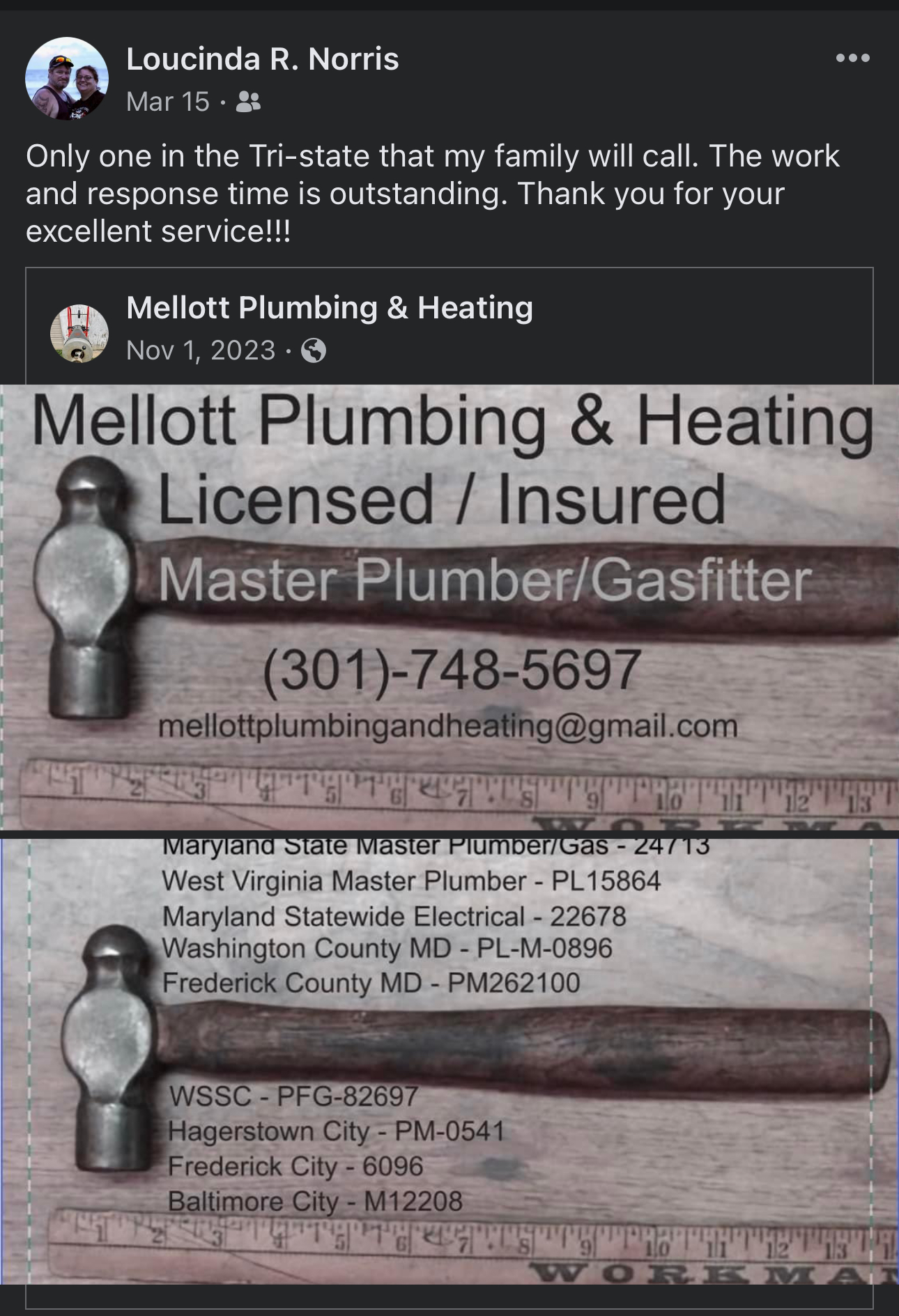 Mellott Plumbing & Heating 18 South St, Hancock Maryland 21750