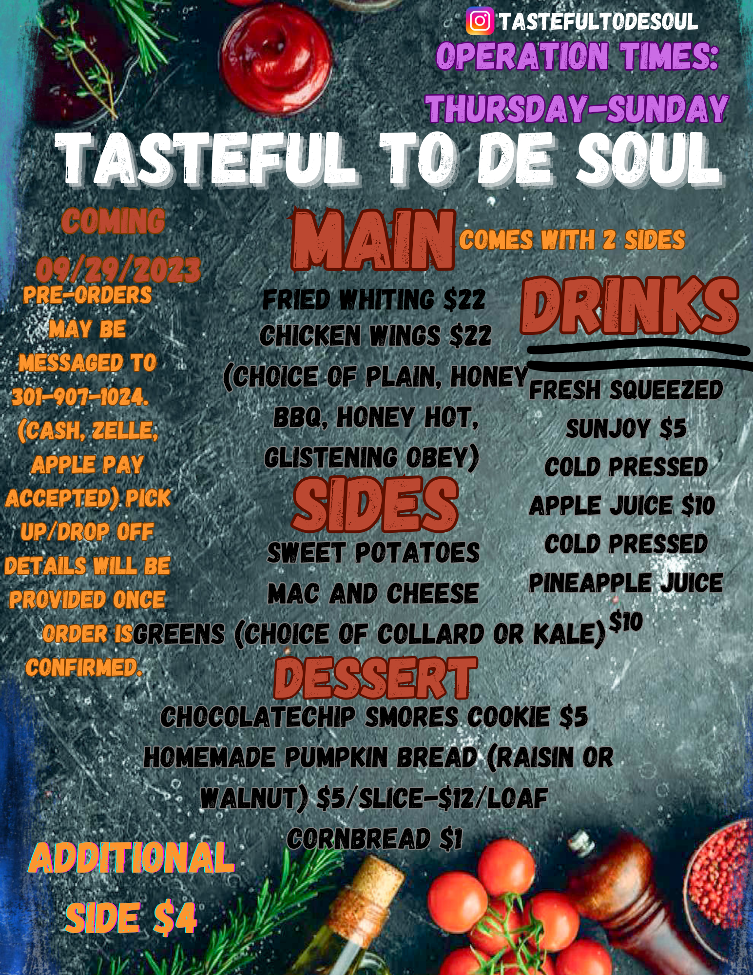 Tasteful To De Soul Menu