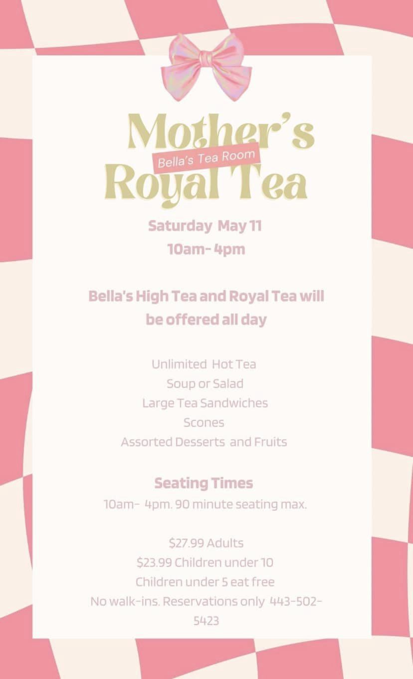 Bella's Tea Room Menu