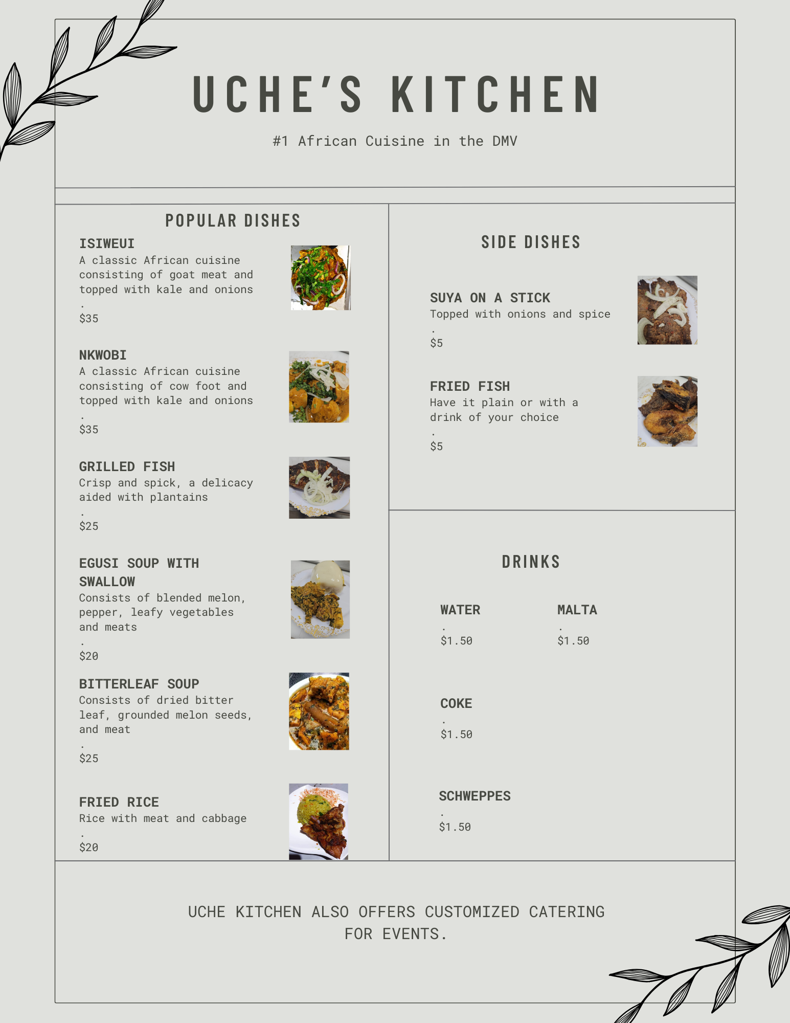 Uche's Kitchen Menu