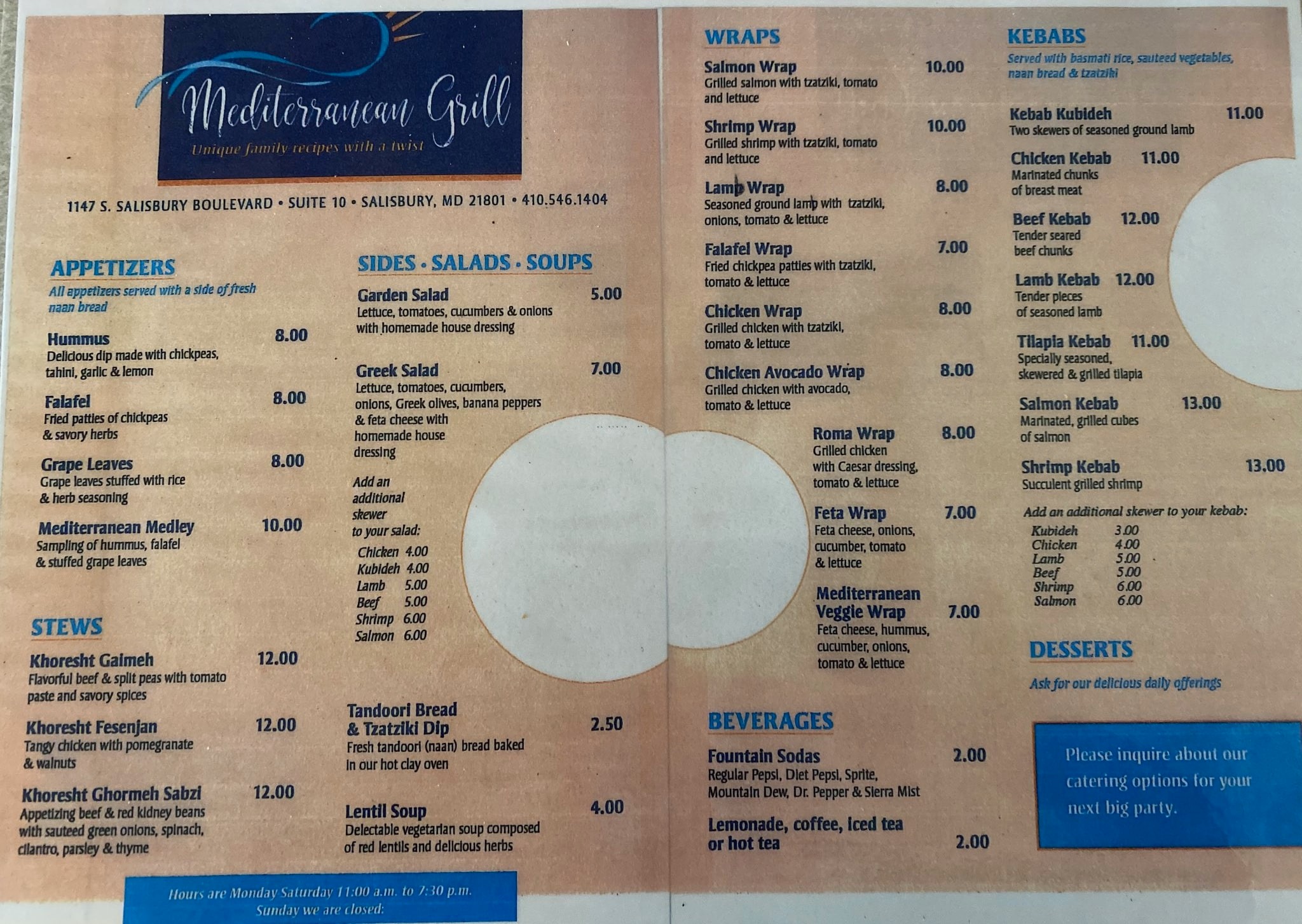Karpa Mediterranean Grill Menu