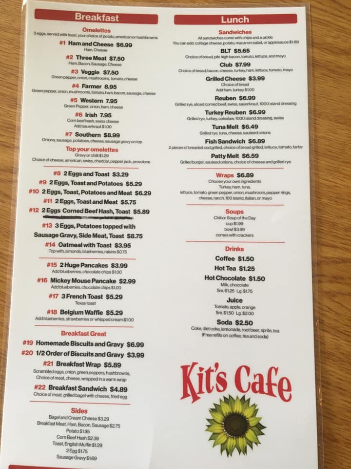 Kits Cafe Menu