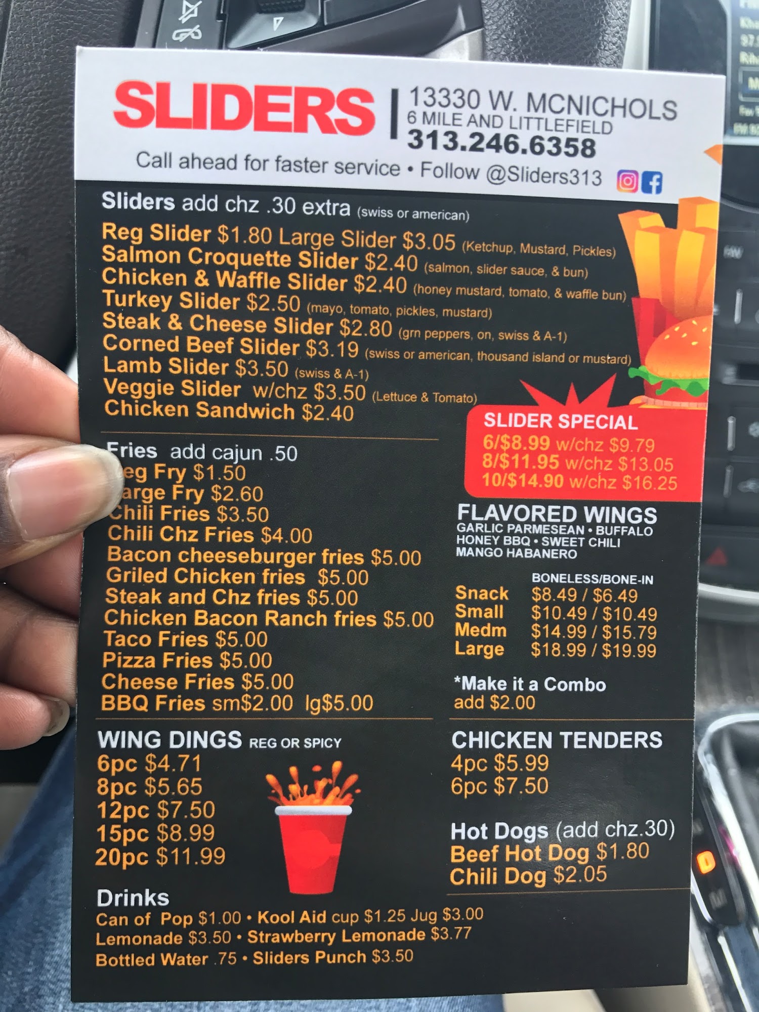 SLIDERS SMOKE SHOP Menu
