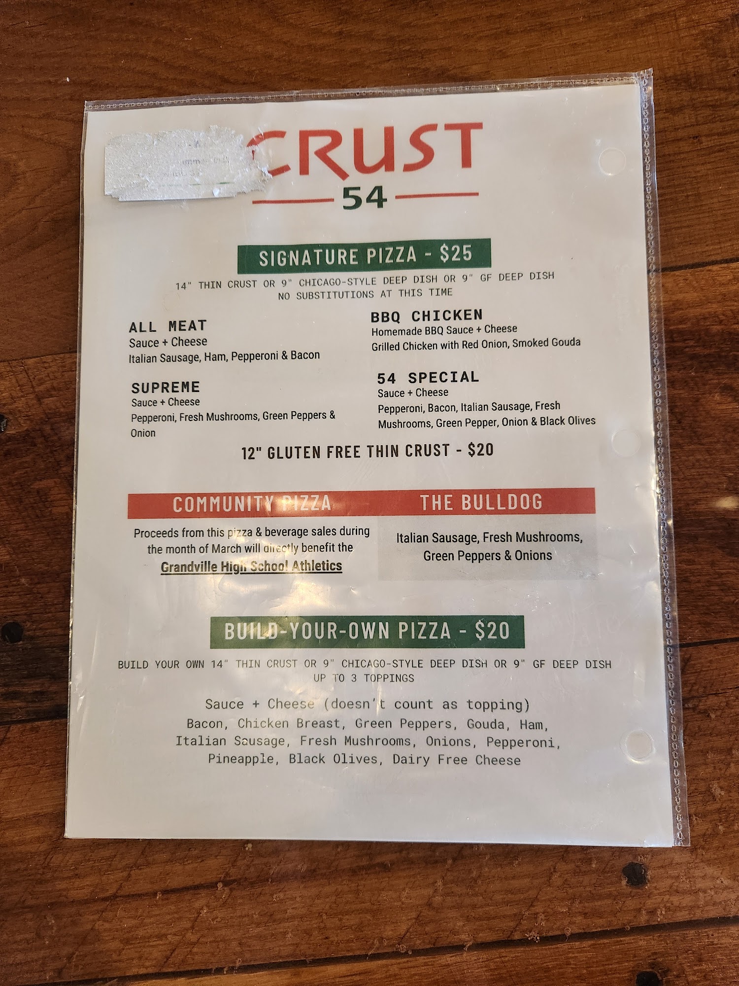 Oakestown Brewery Menu