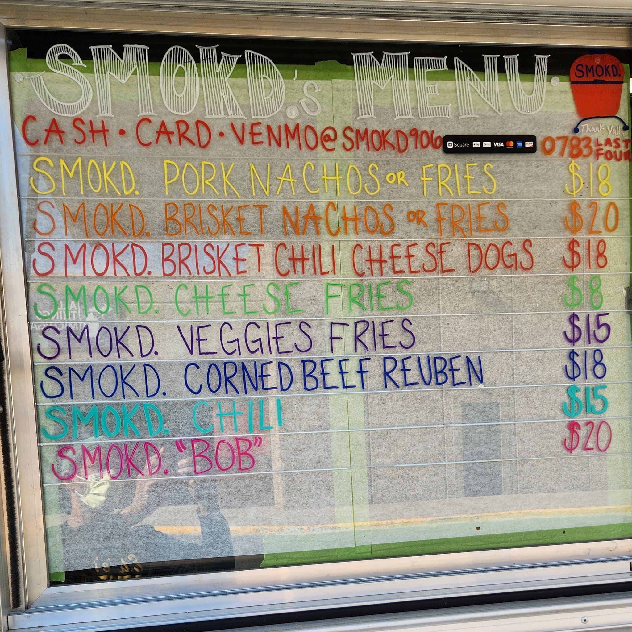 SMOKD. Menu