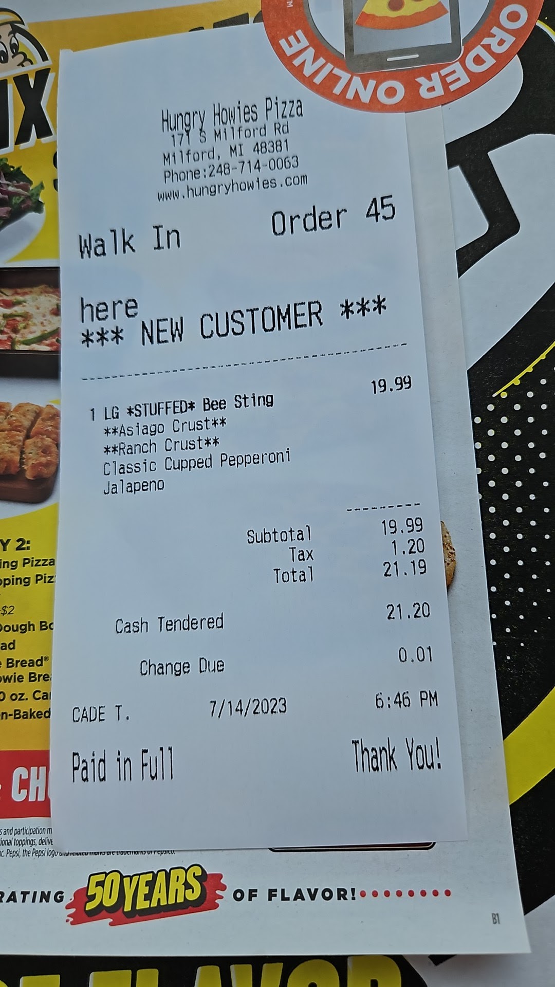 Hungry Howie's Pizza Menu