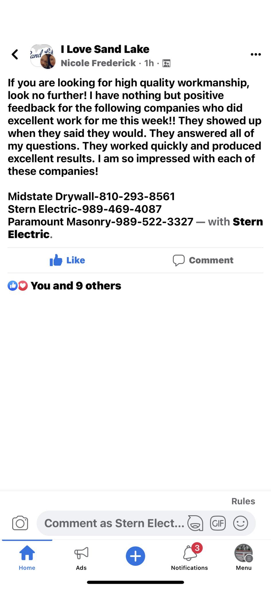 Stern Electric Service 3691 Old State Rd, National City Michigan 48748
