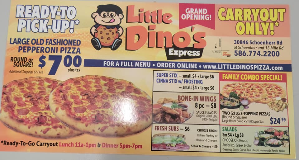 Little Dino's Pizza Menu